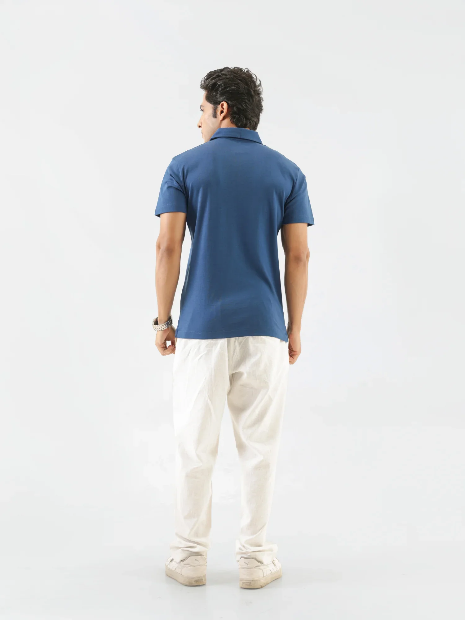 Men Midnight Blue Polo T-shirt - Image 6