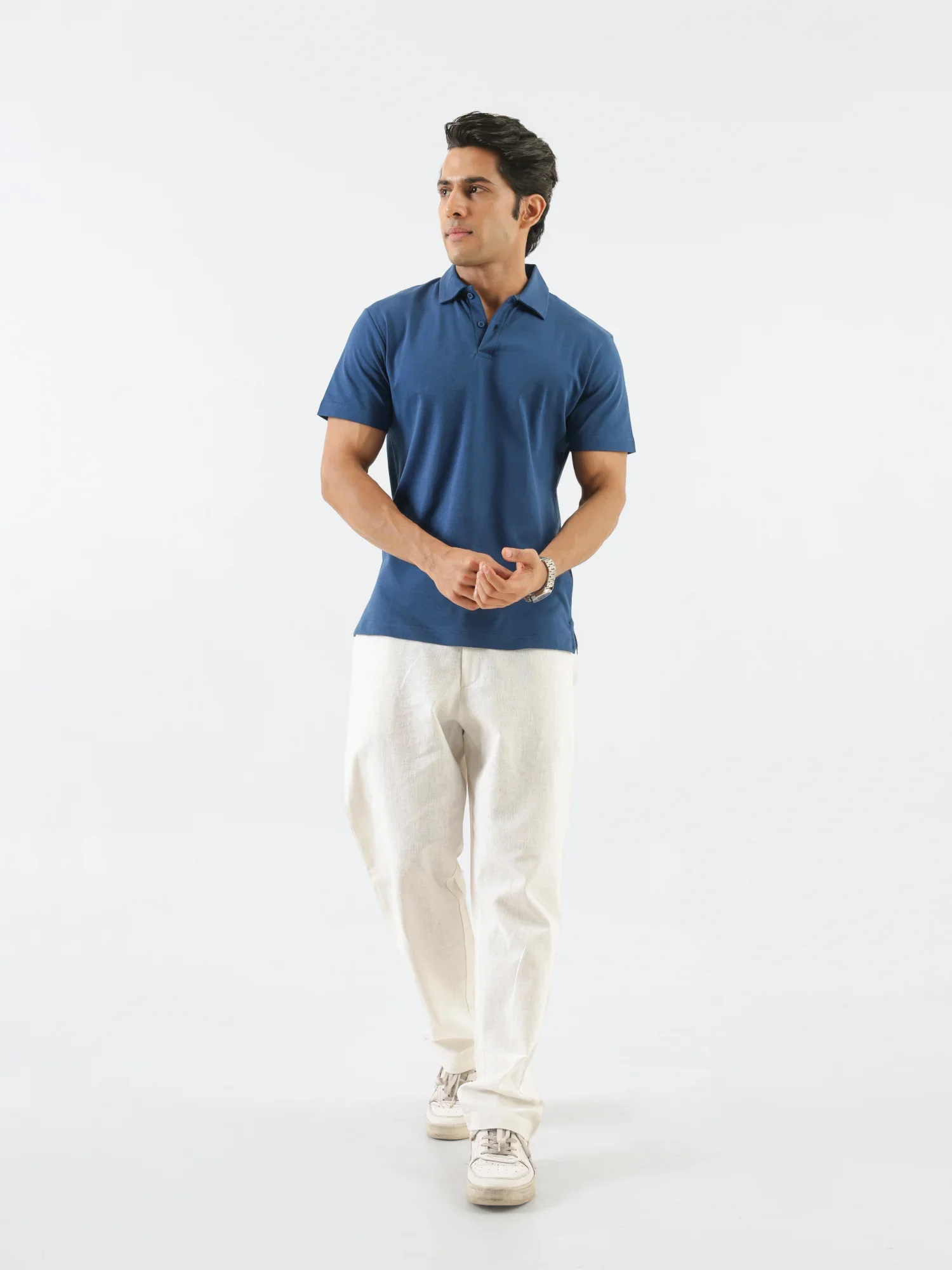 Men Midnight Blue Polo T-shirt - Image 7