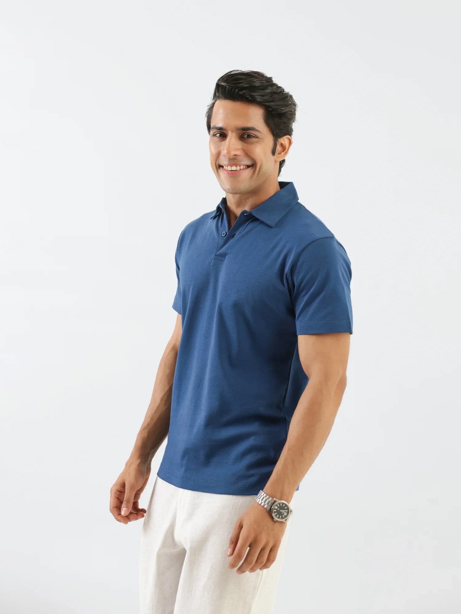 Men Midnight Blue Polo T-shirt - Image 9