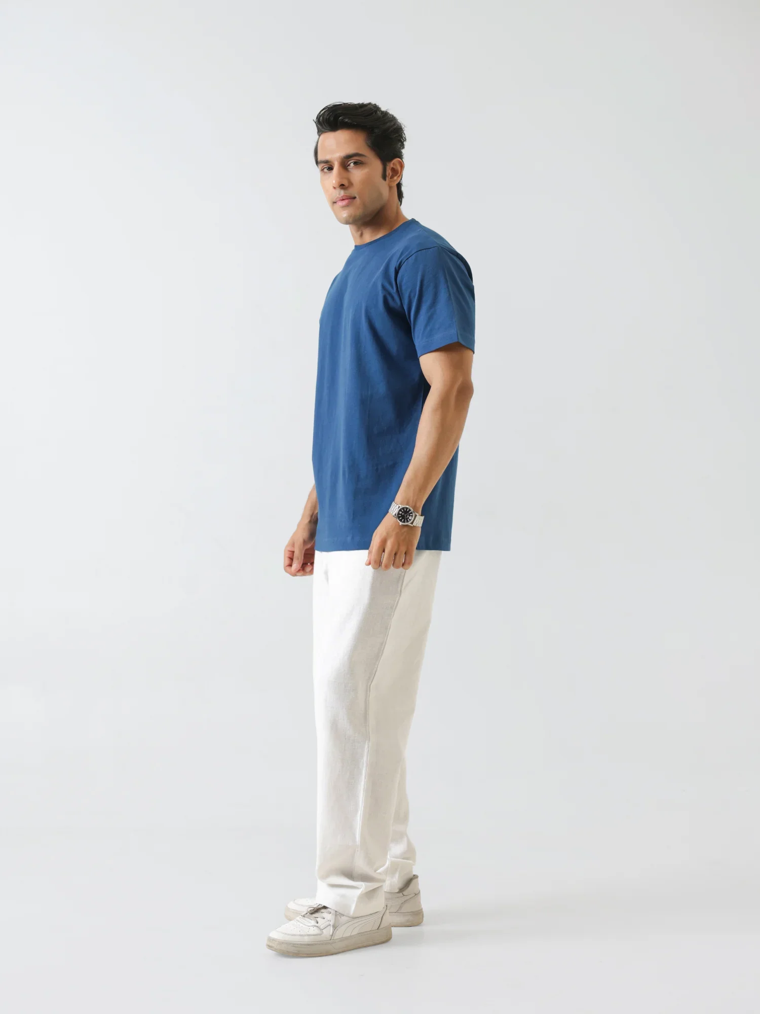 Men Midnight Blue Round Neck T-shirt - Image 5