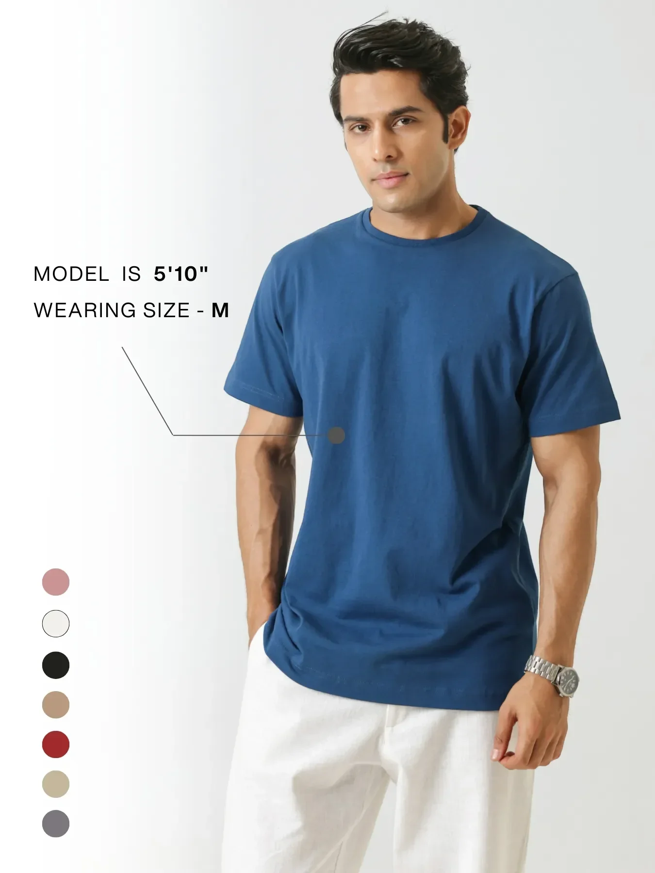Men Midnight Blue Round Neck T-shirt - Image 9