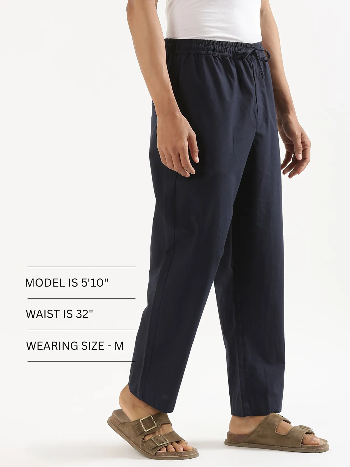 Men Navy Blue Cotton Pant - Image 12