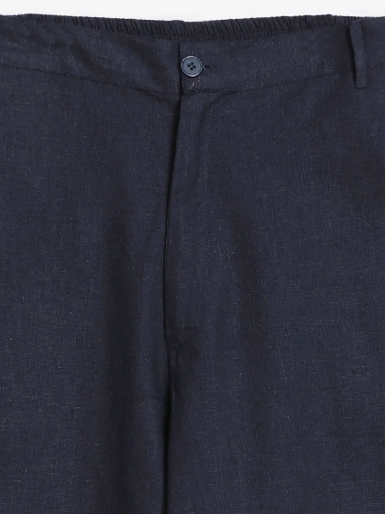 Men Navy Blue Linen Blend Straight Pant - Image 11