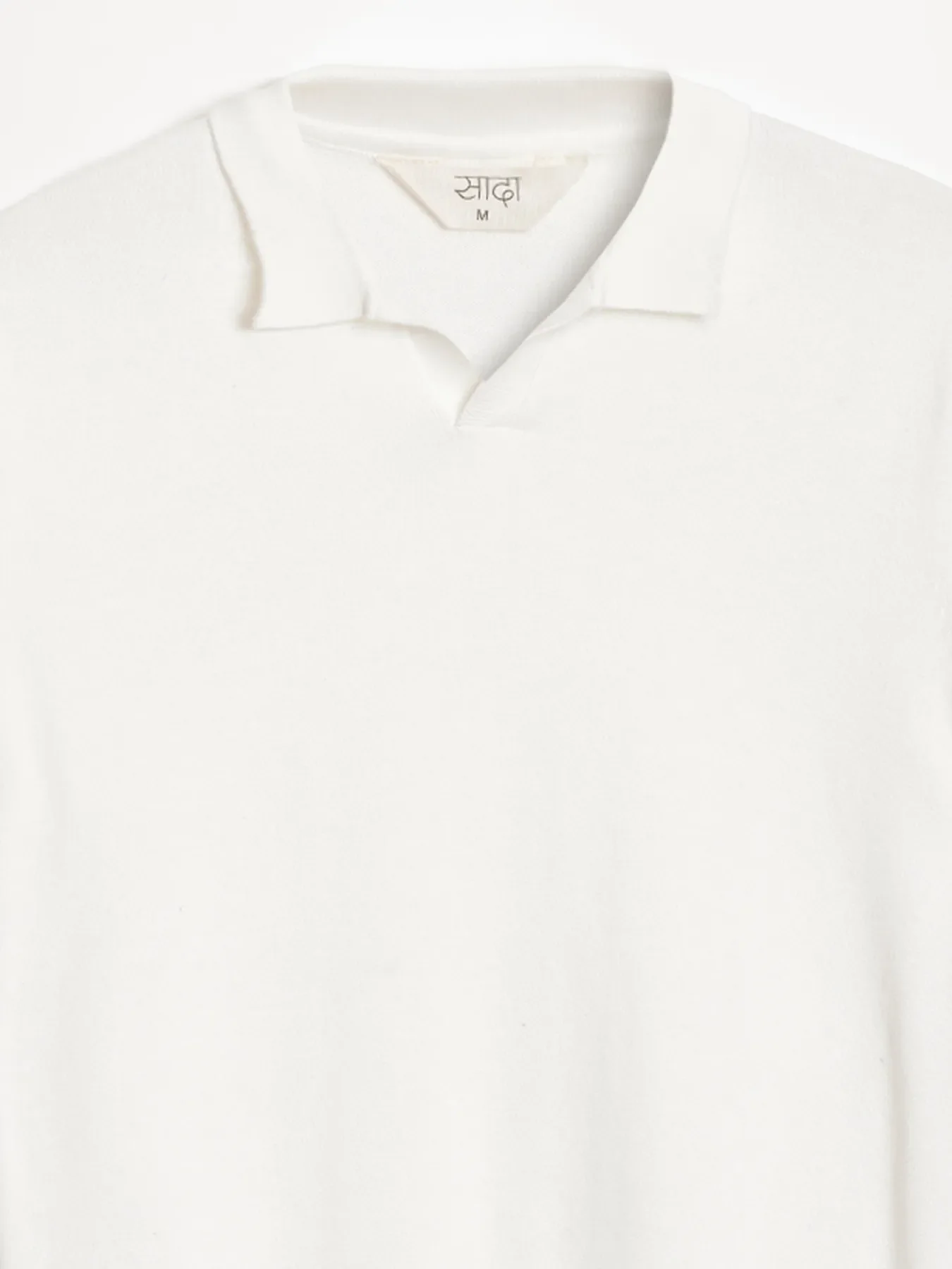 Men Off White Flat Knit Polo - Image 11