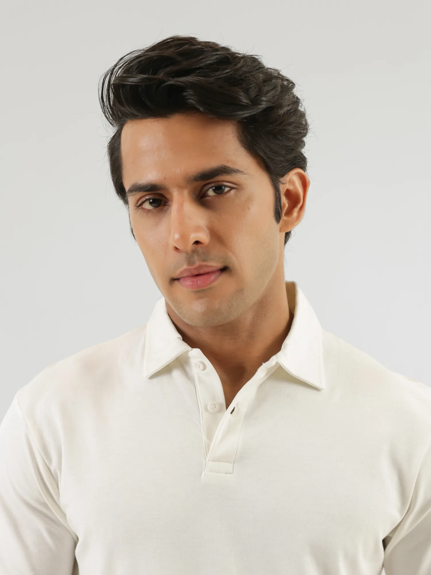 Men Off White Polo T-shirt - Image 3