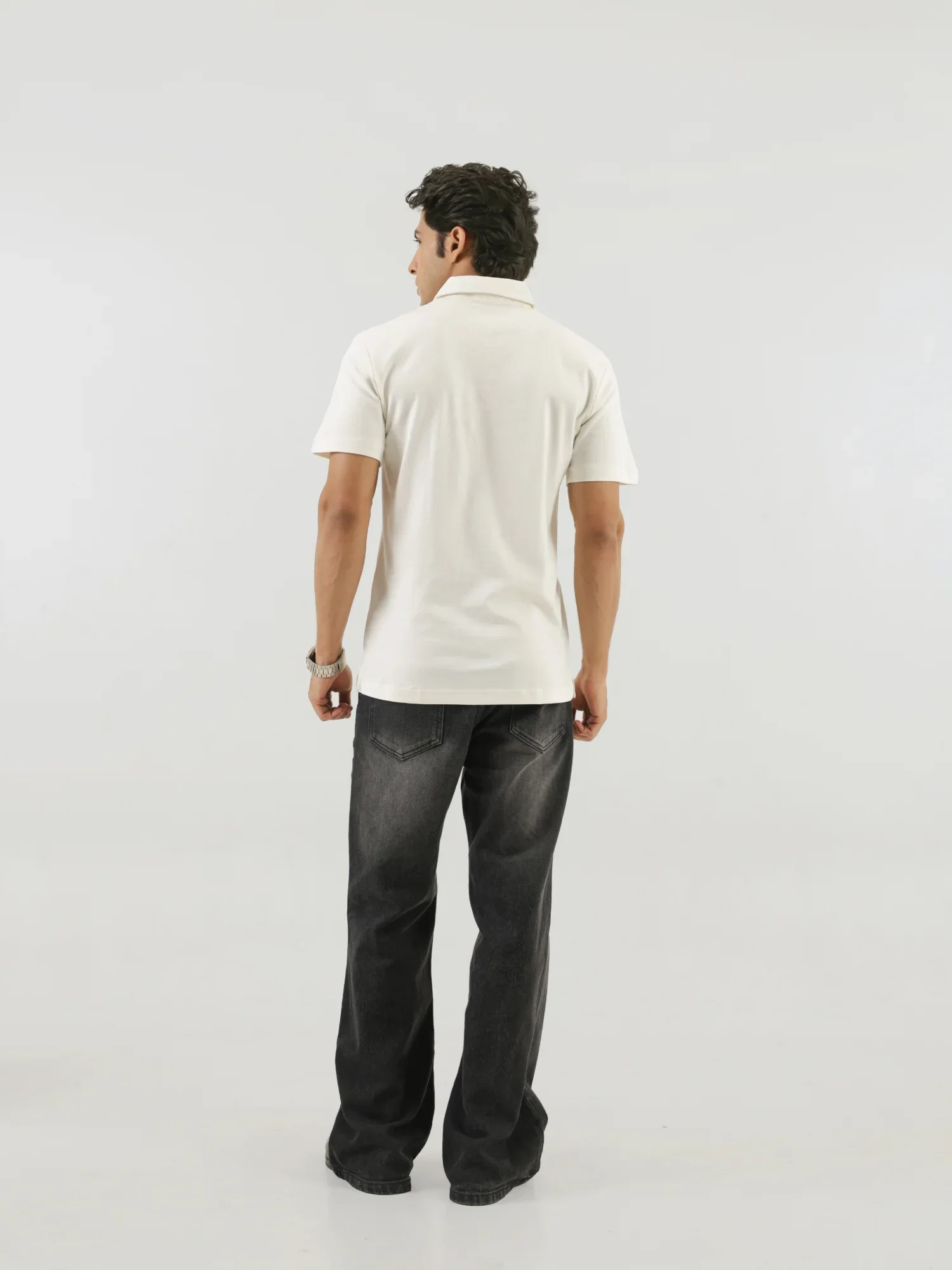 Men Off White Polo T-shirt - Image 6