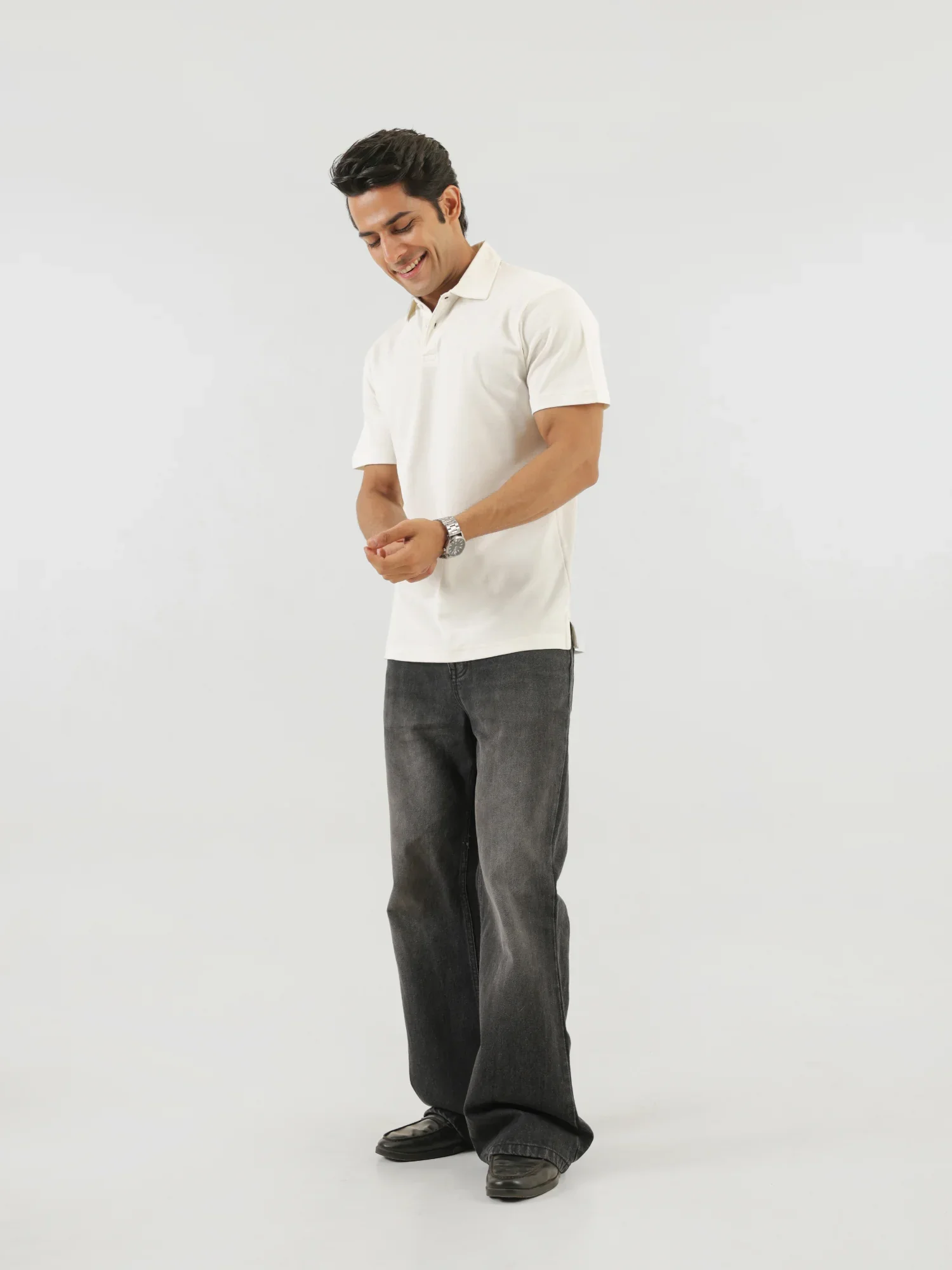 Men Off White Polo T-shirt - Image 7