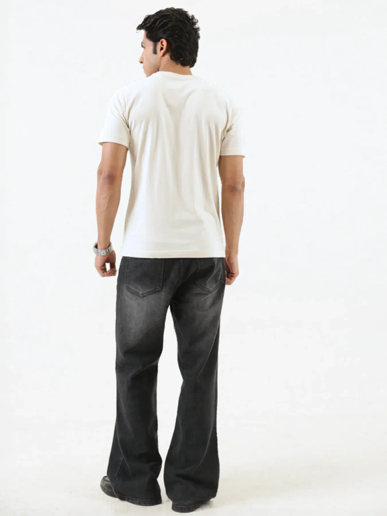 Men Off White Round Neck T-shirt - Image 6