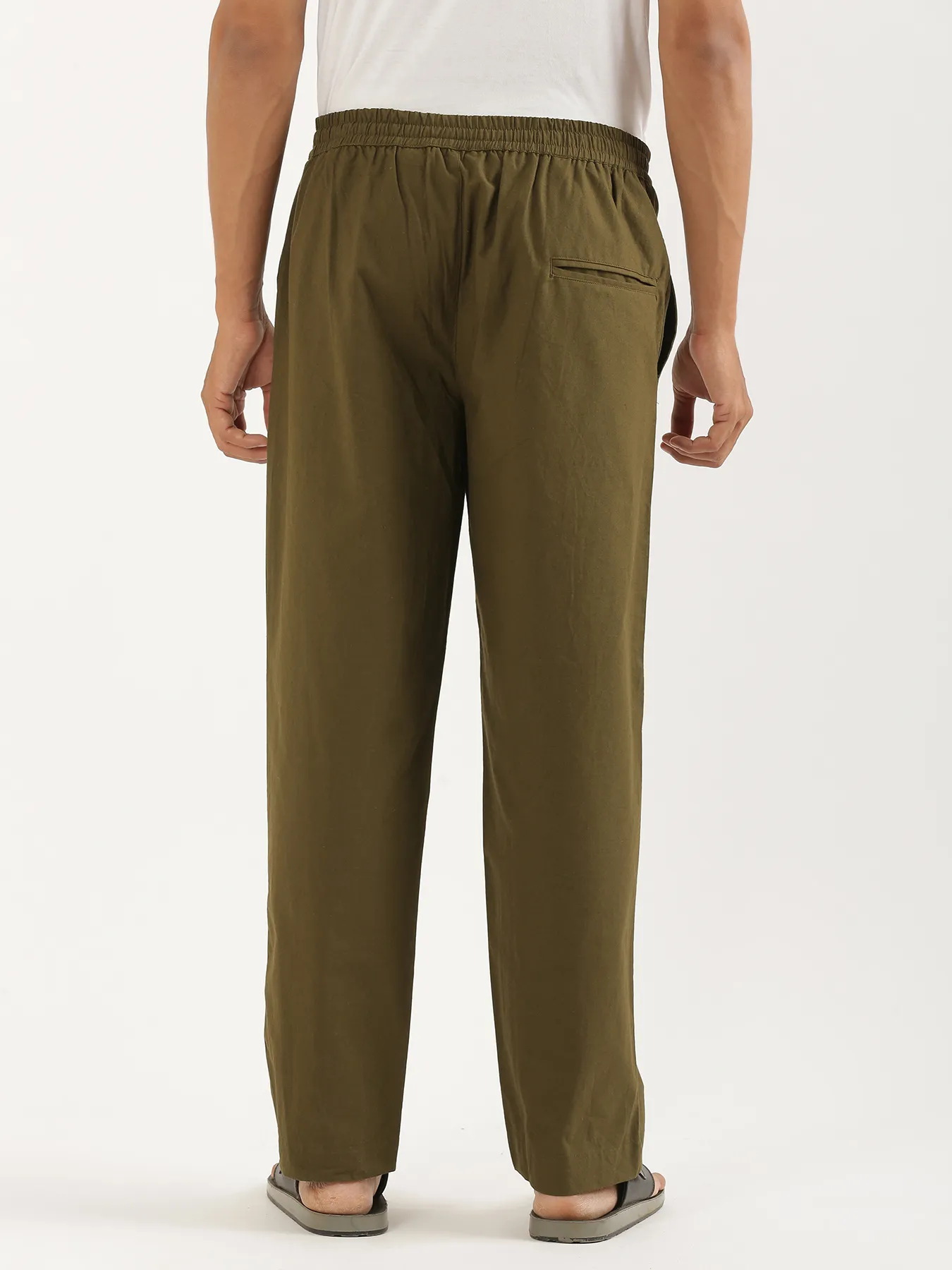 Men Olive Green Cotton Pant - Image 7