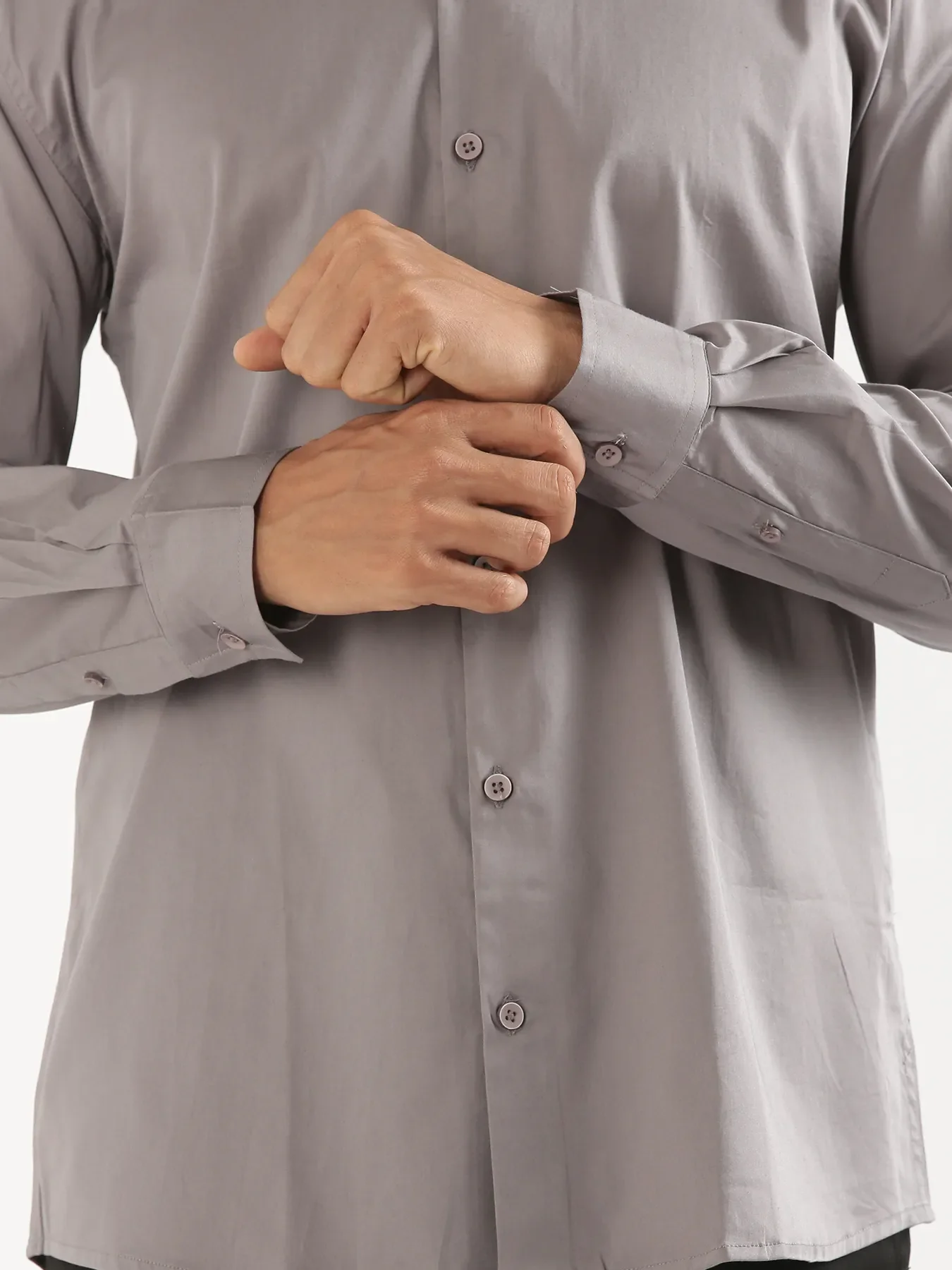 Men Grey Formal Shirt - Image 9