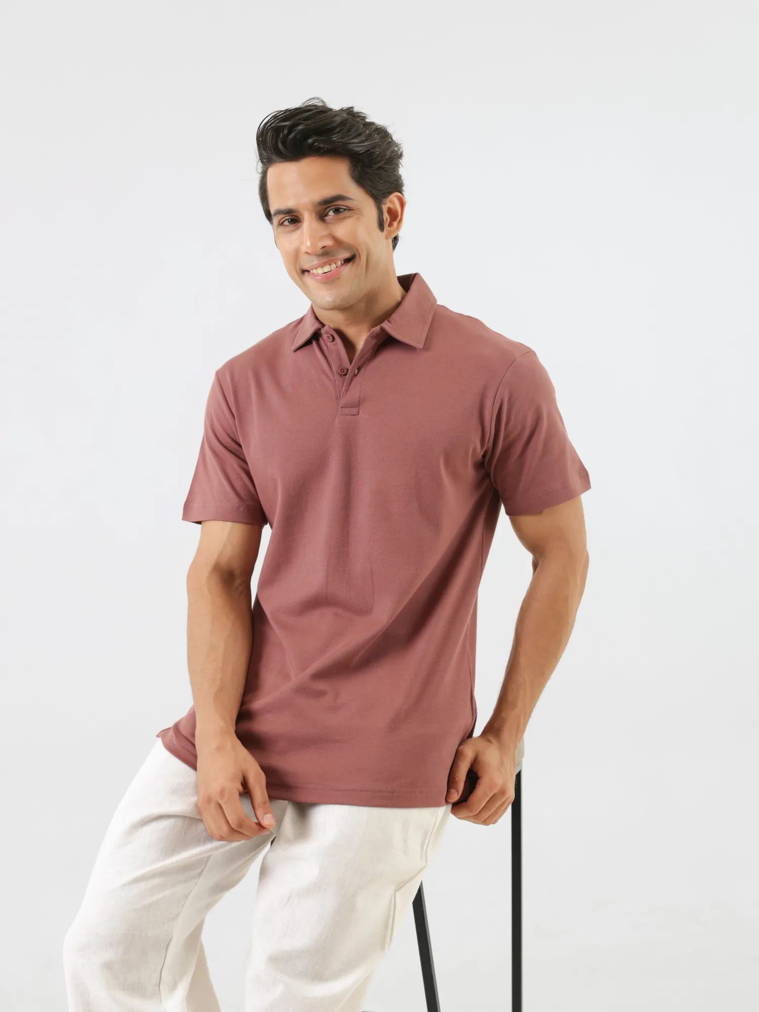 Men Rose Taupe Polo T-shirt - Image 11
