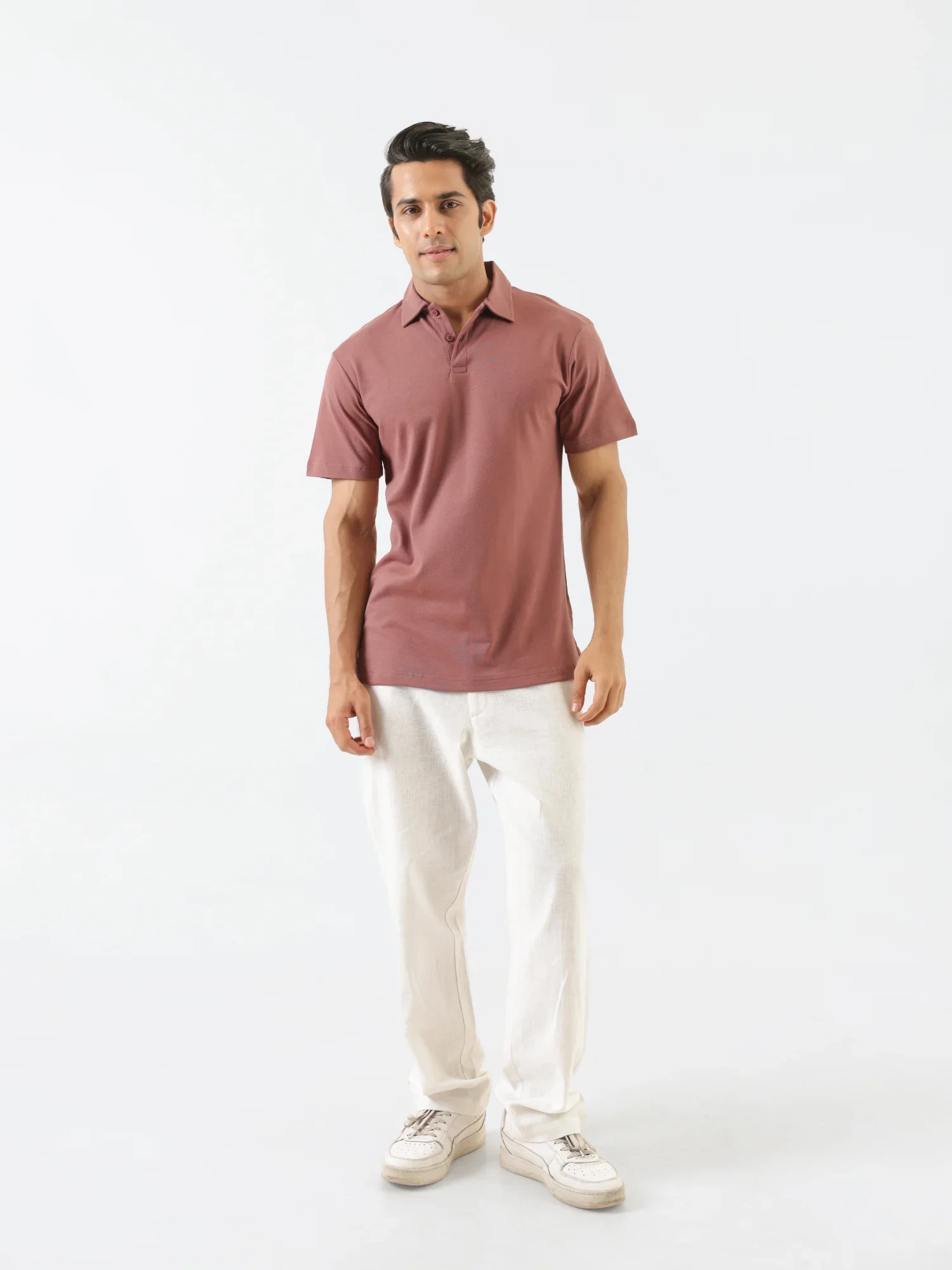 Men Rose Taupe Polo T-shirt - Image 3