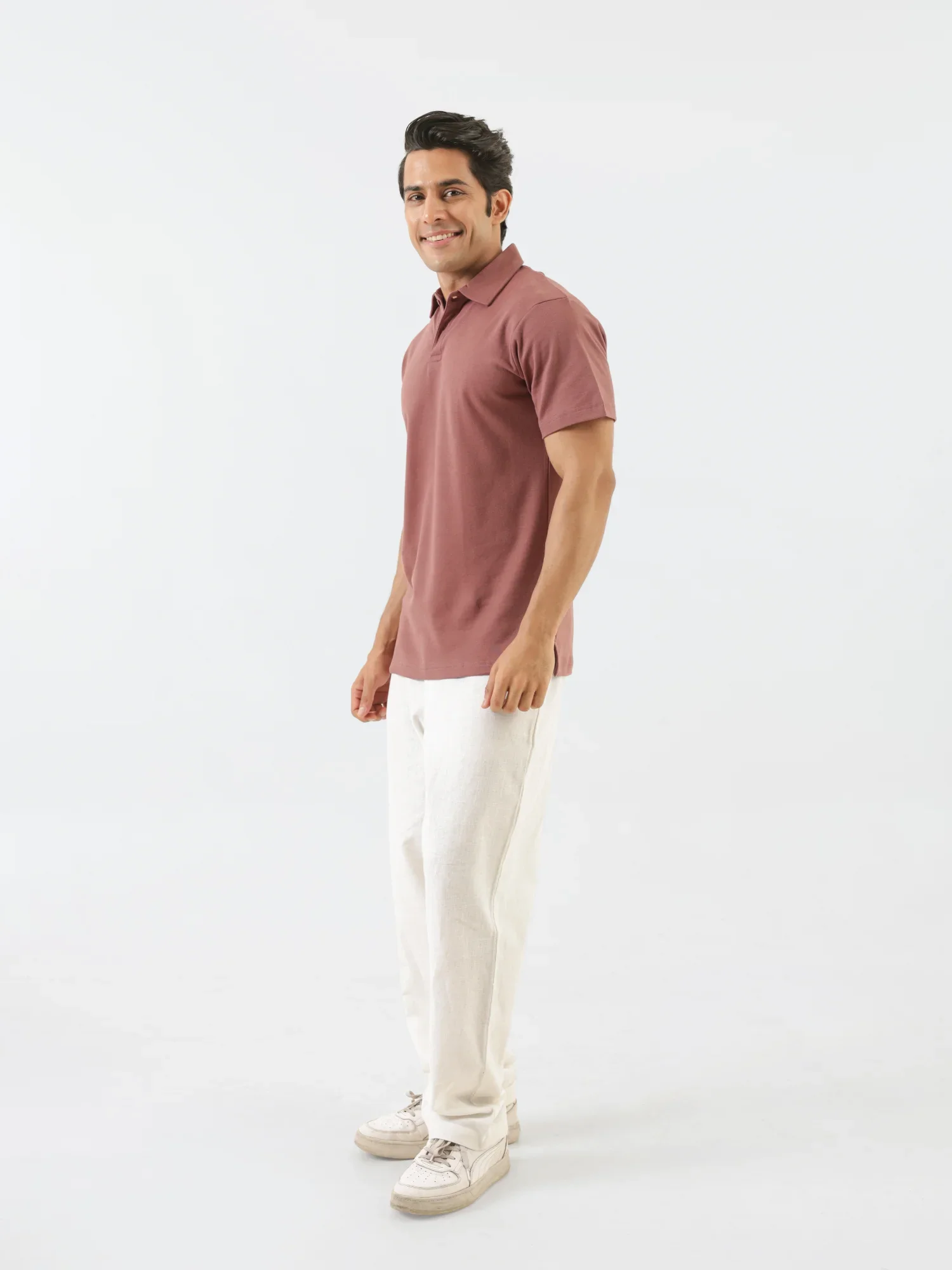 Men Rose Taupe Polo T-shirt - Image 5