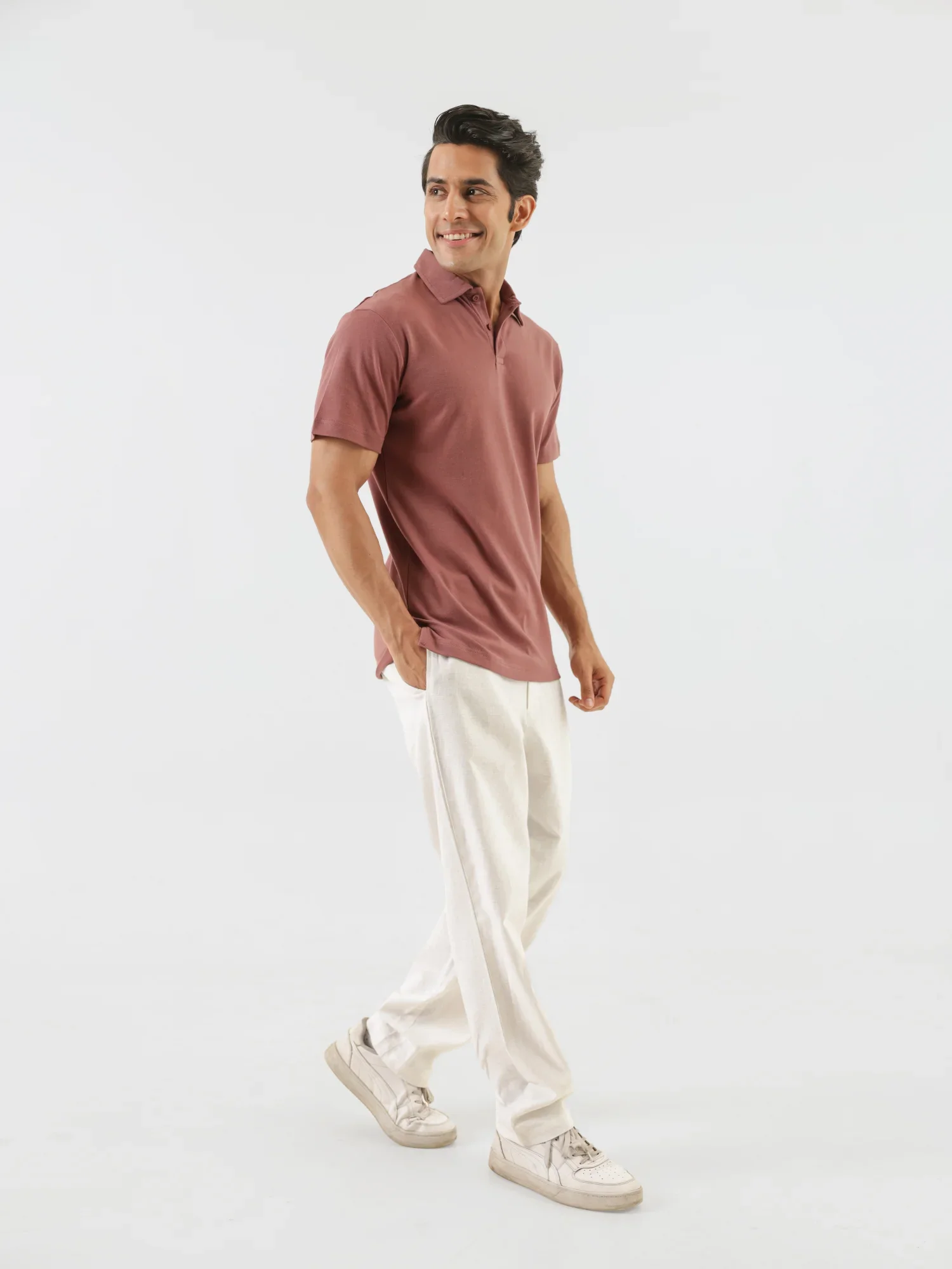 Men Rose Taupe Polo T-shirt - Image 7