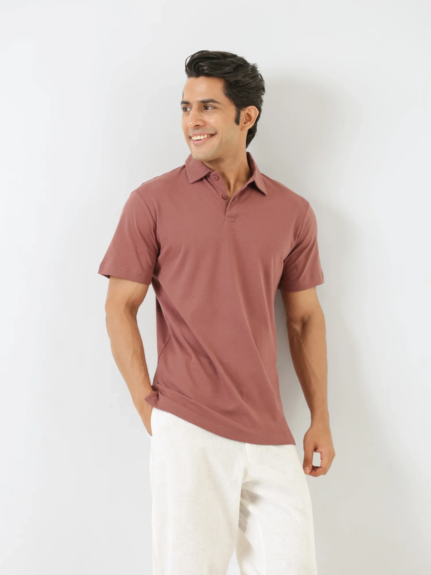 Men Rose Taupe Polo T-shirt - Image 8