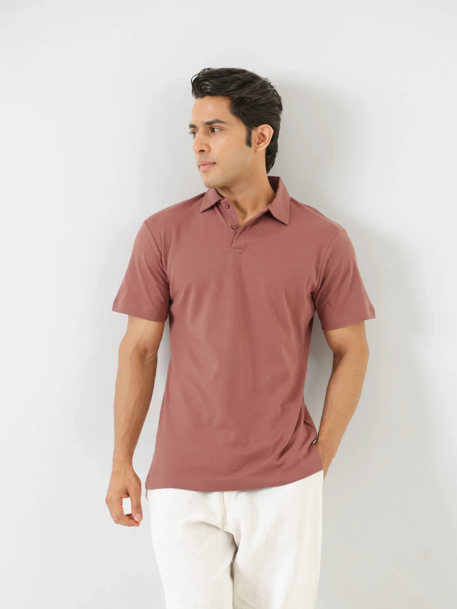 Men Rose Taupe Polo T-shirt - Image 9