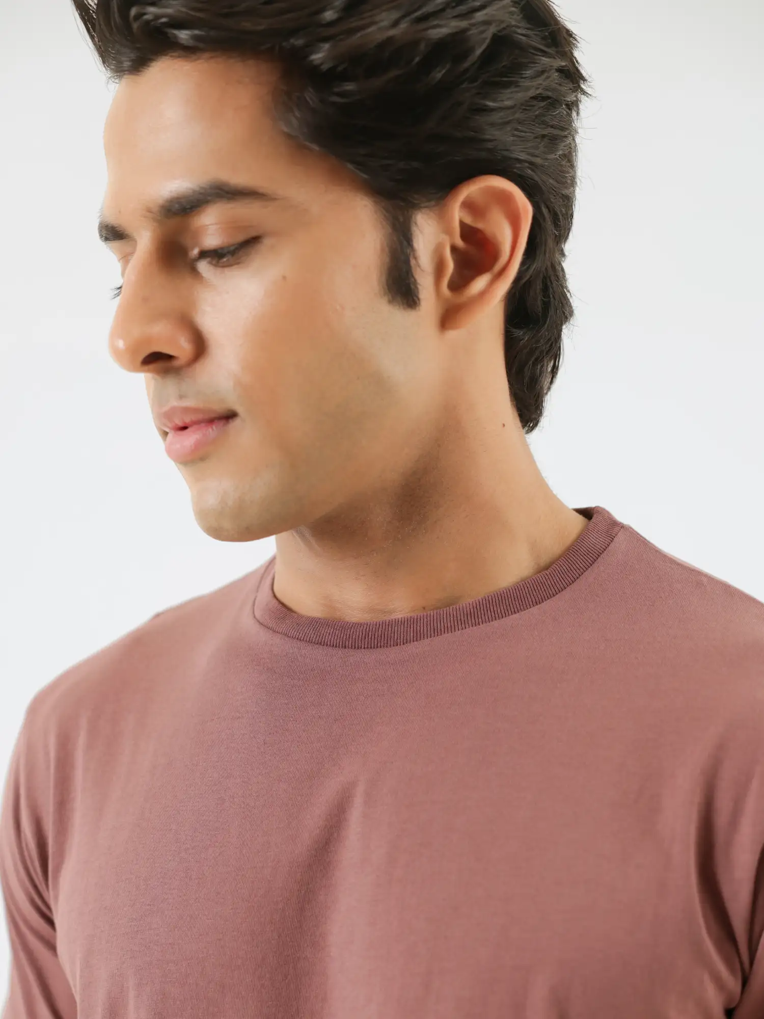 Men Rose Taupe Round Neck T-shirt - Image 5