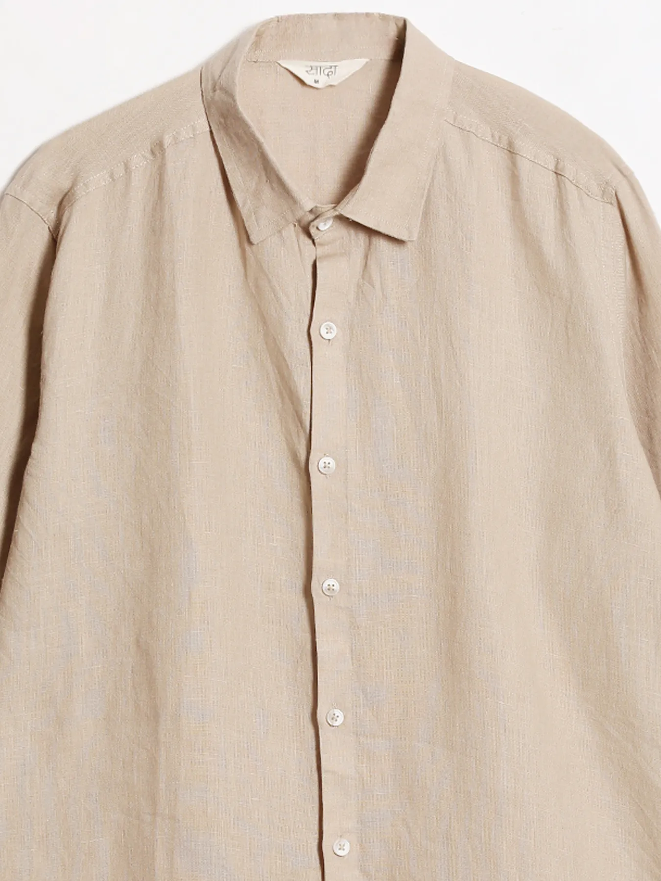 Men Taupe Pure Linen Full Sleeve Shirt - Image 12