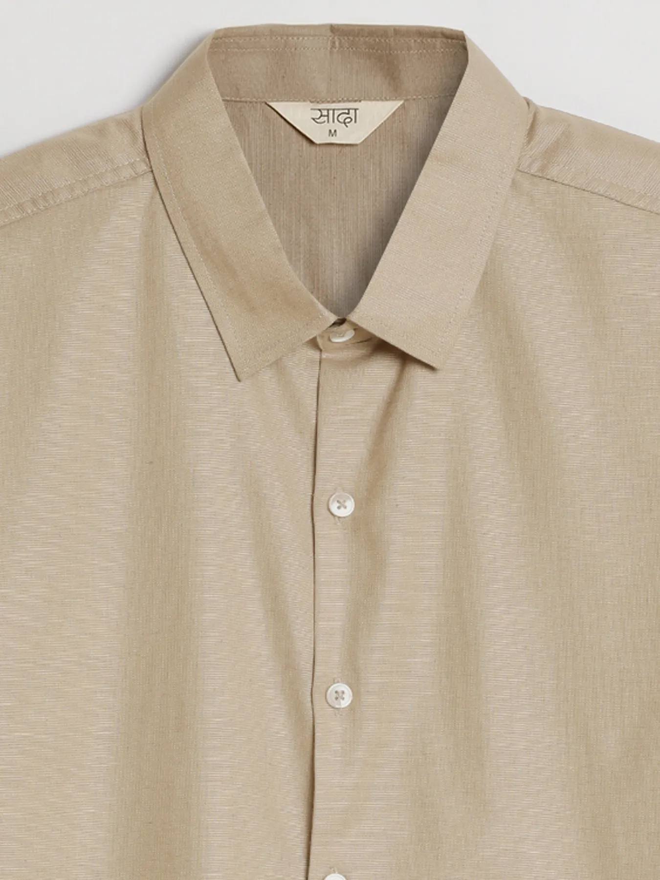 Men Taupe Linen Blend Short Sleeve Shirt & Beige Cotton Pant Set - Image 12