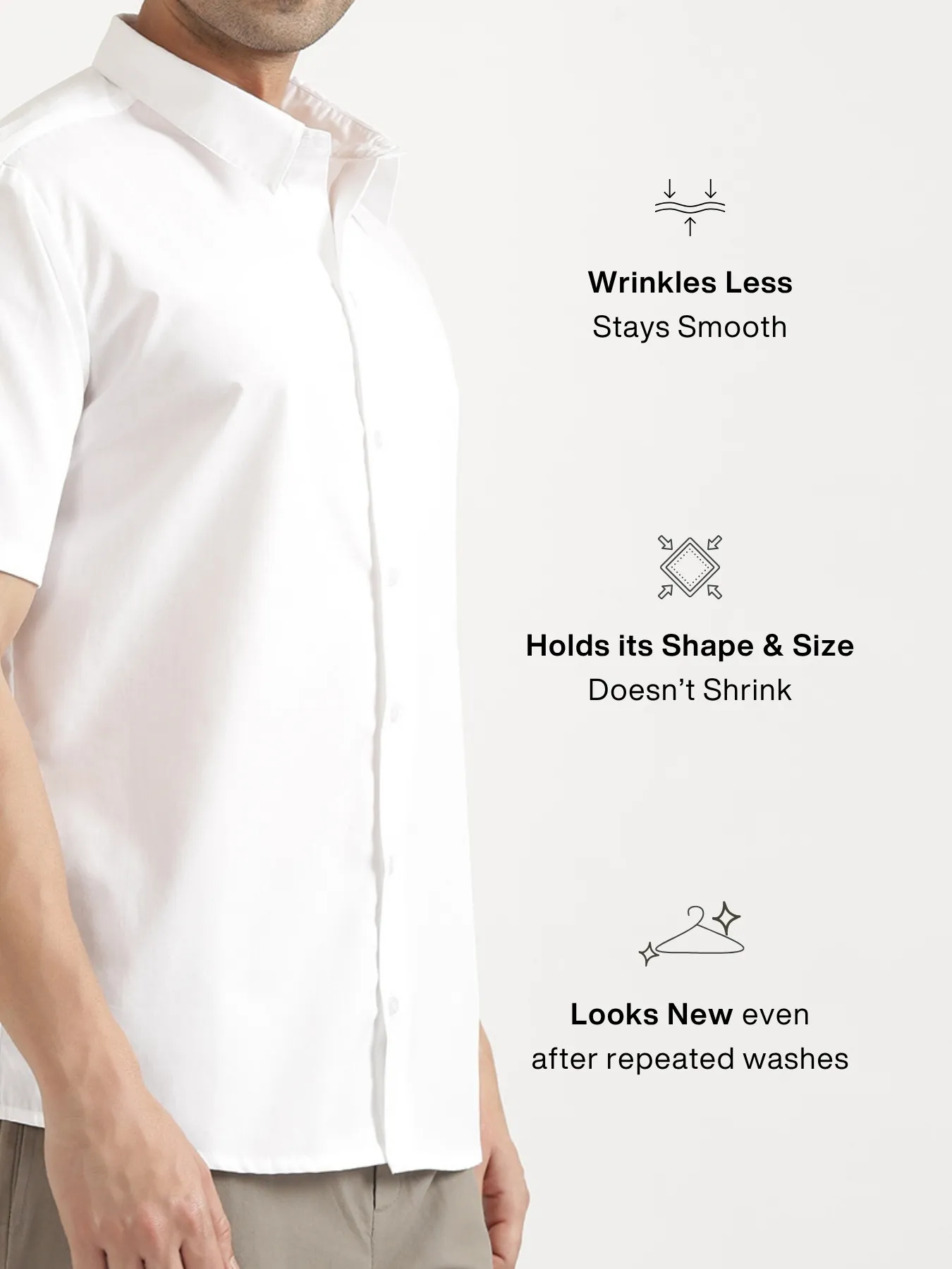 Men White Better Cotton Short Sleeve Shirt - Image 4