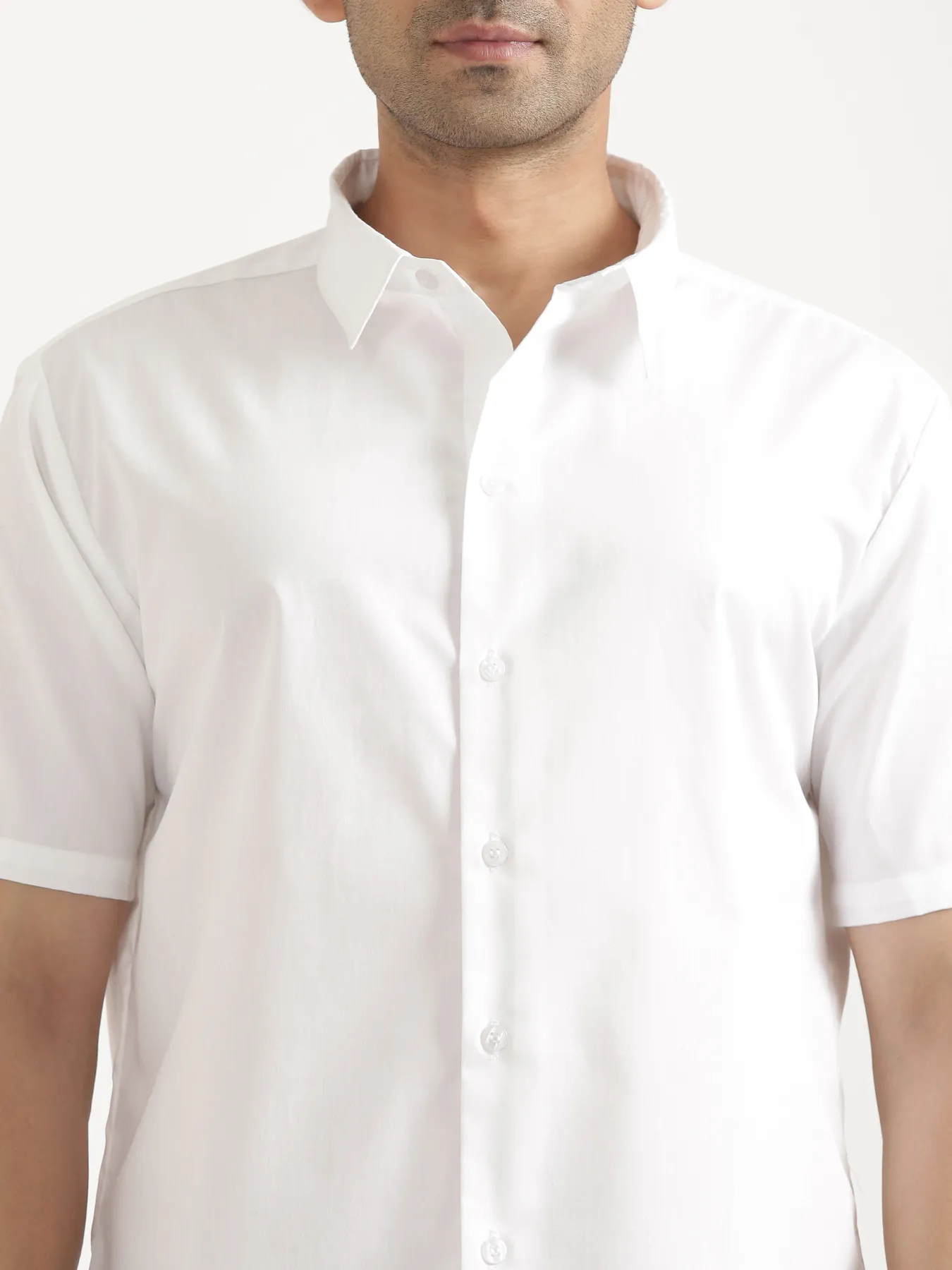 Men White Better Cotton Short Sleeve Shirt - Image 7