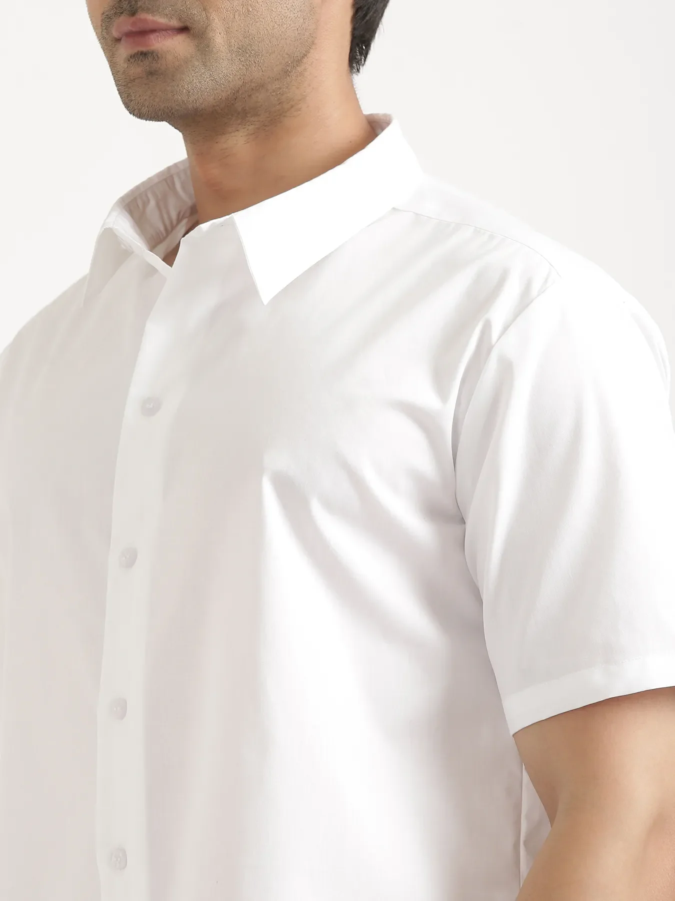 Men White Better Cotton Short Sleeve Shirt - Image 8