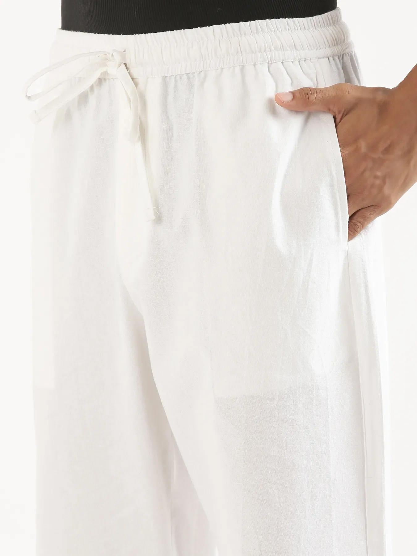 Men White Cotton Pant - Image 10