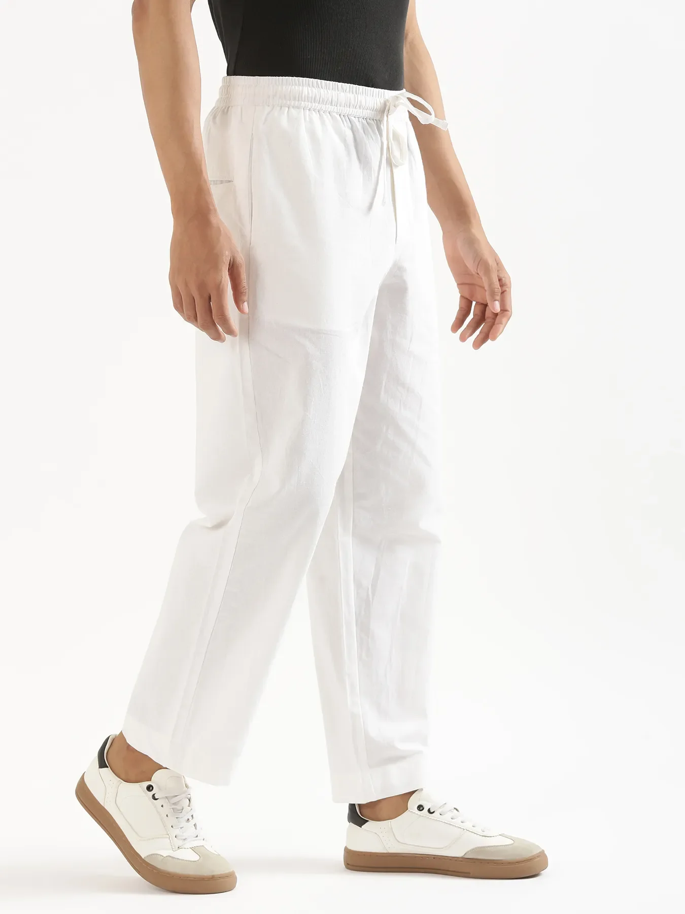 Men White Cotton Pant - Image 3