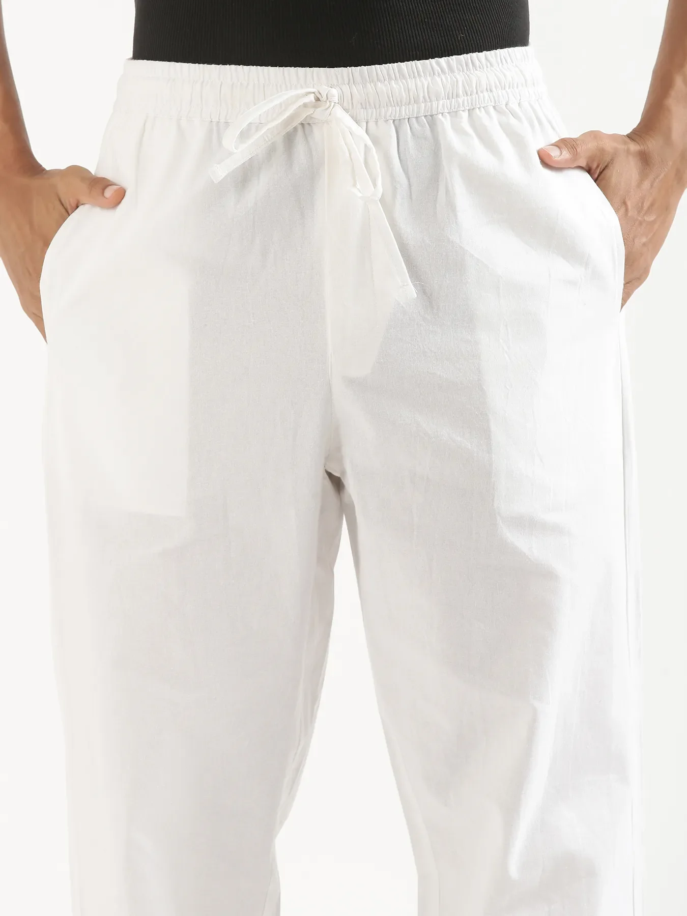 Men White Cotton Pant - Image 9