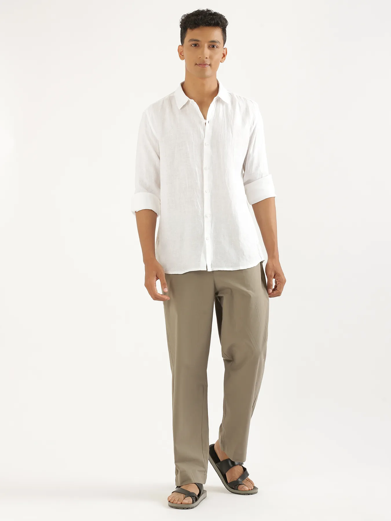 Men White Pure Linen Full Sleeve Shirt - Image 3