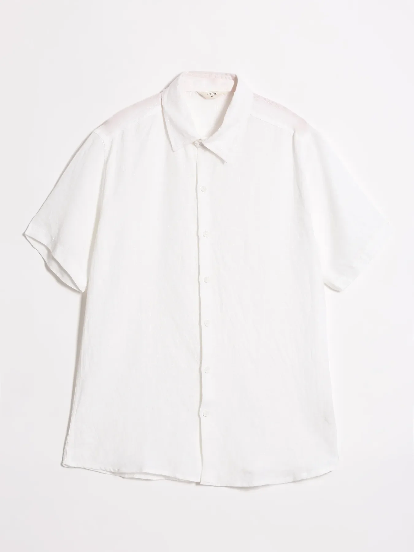 Men White Pure Linen Short Sleeve Shirt - Image 10