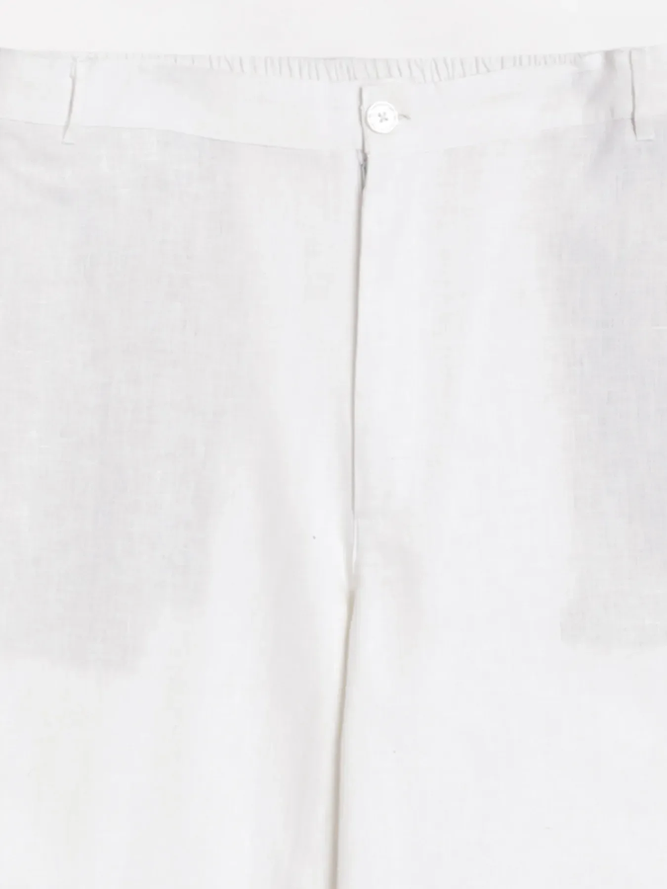 Men White Linen Blend Straight Pant - Image 10