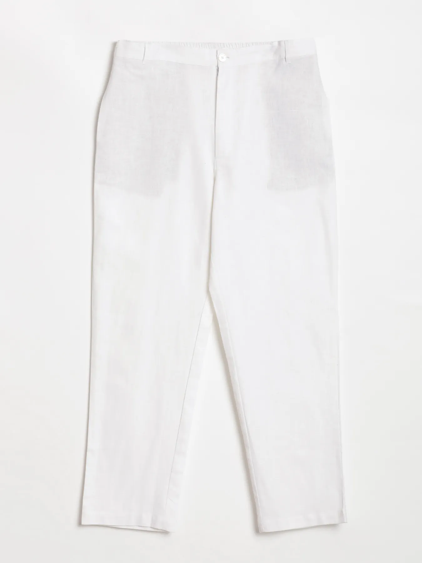 Men White Linen Blend Straight Pant - Image 11
