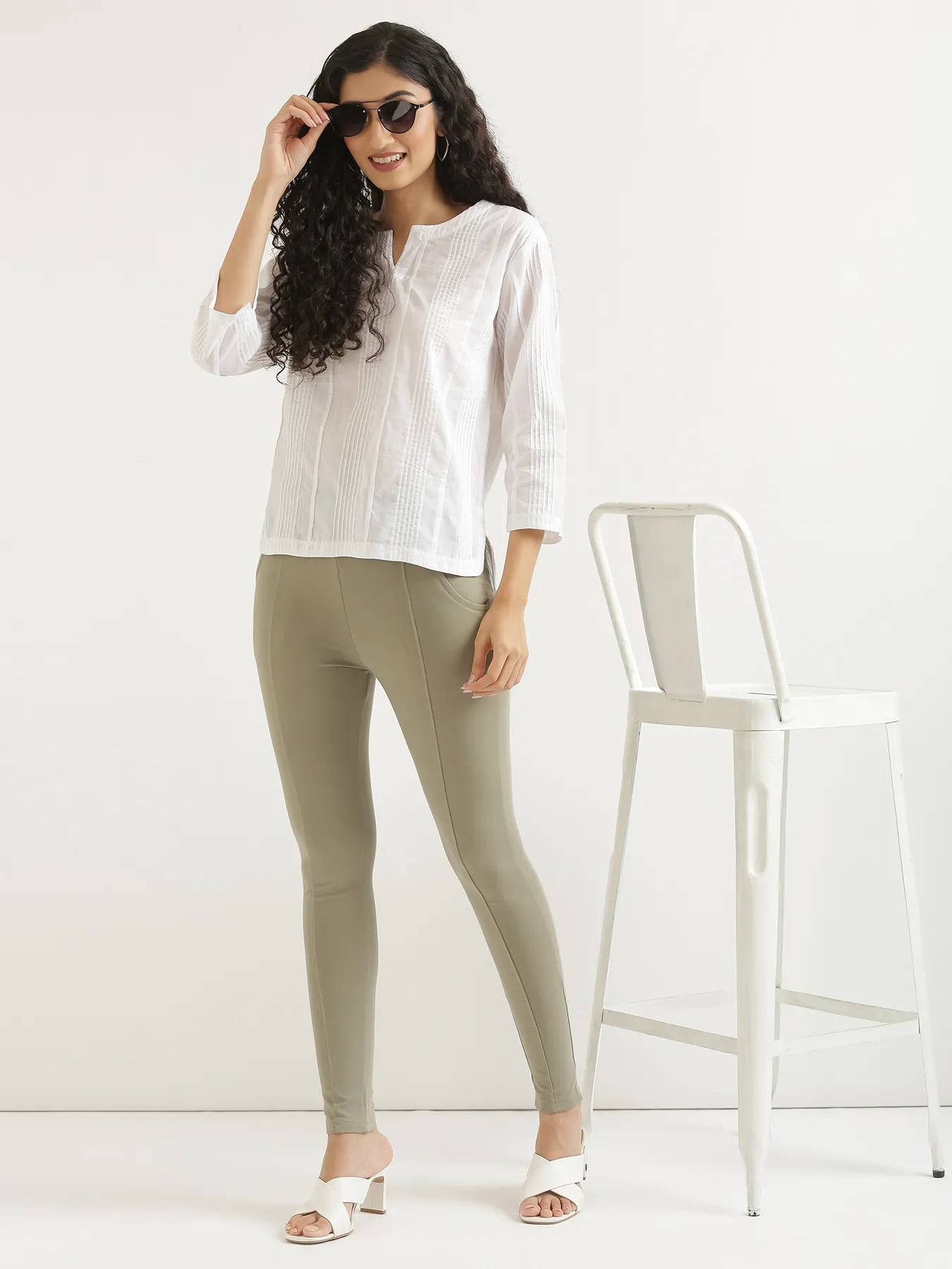 Women Mint Green 4-Way Stretchable Pants - Image 10