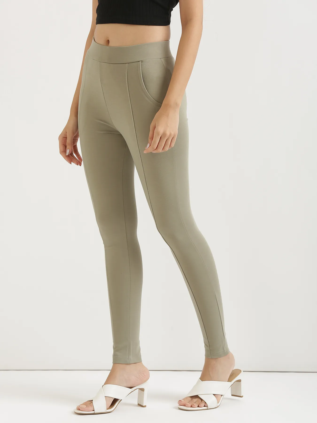 Women Mint Green 4-Way Stretchable Pants - Image 3