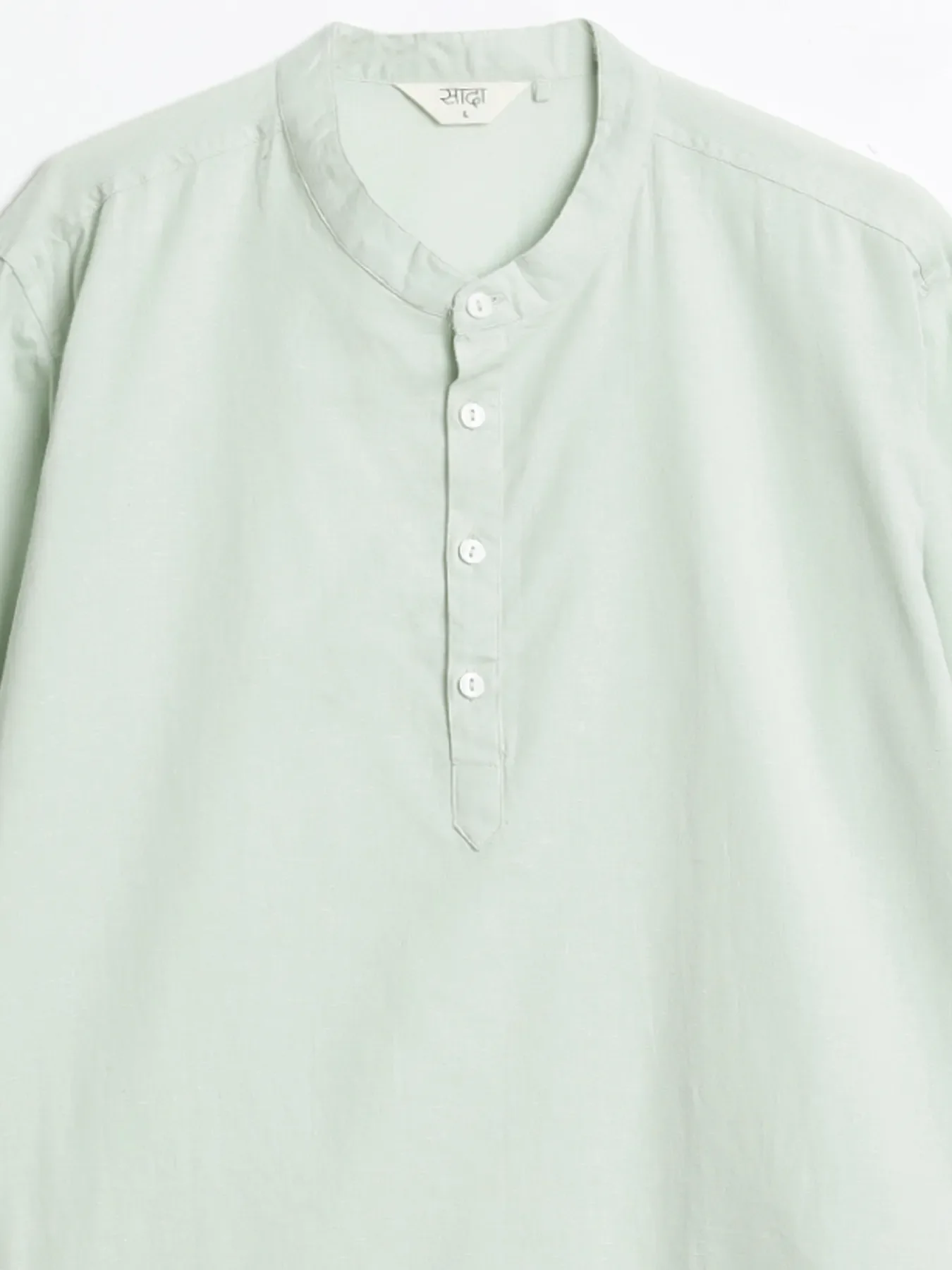 Men Mint Green Airy Linen Long Kurta - Image 13