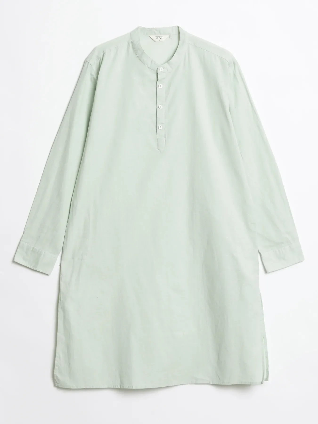 Men Mint Green Airy Linen Long Kurta - Image 14