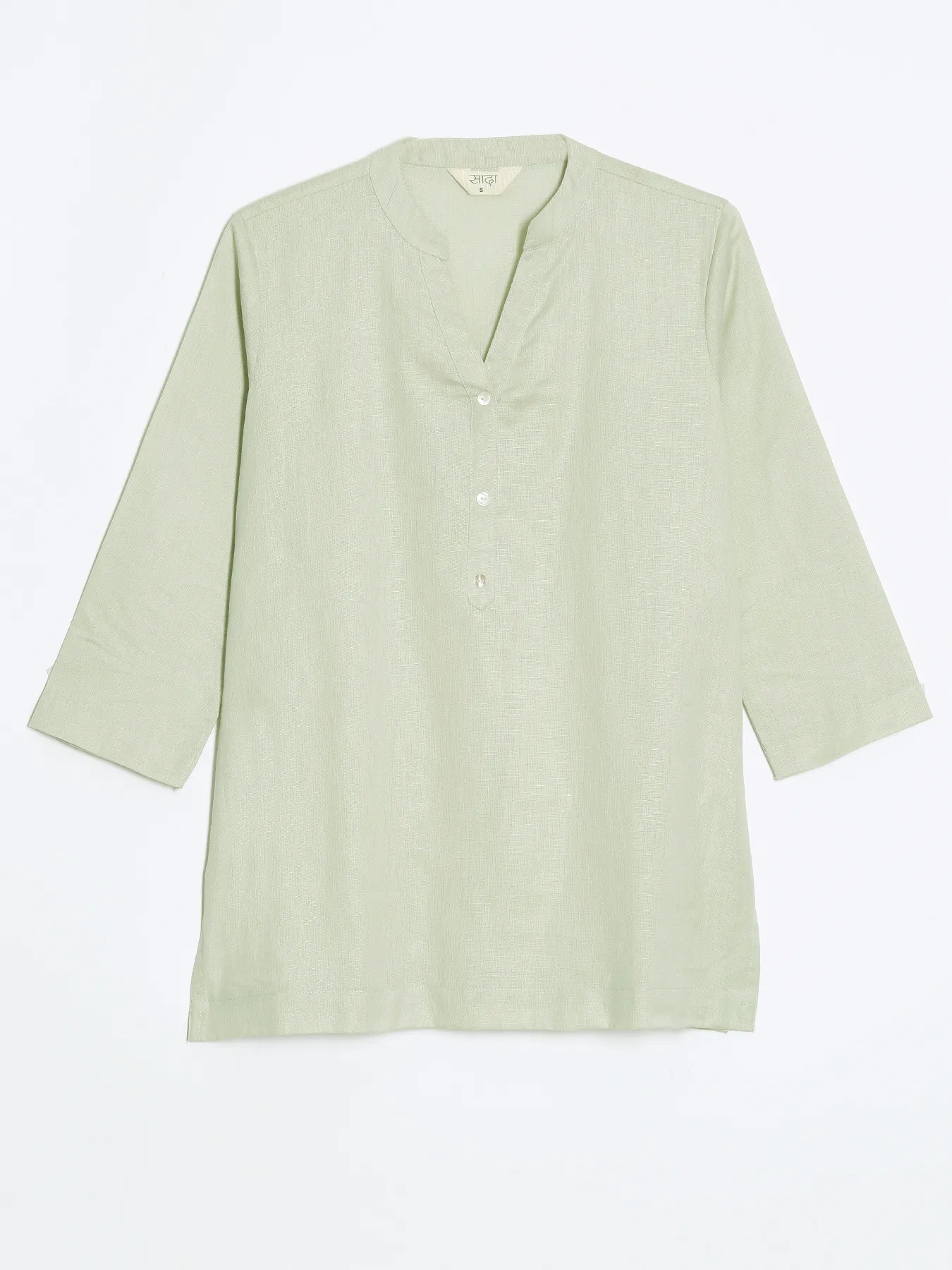 Women Mint Green Airy Linen Short Kurta - Image 12