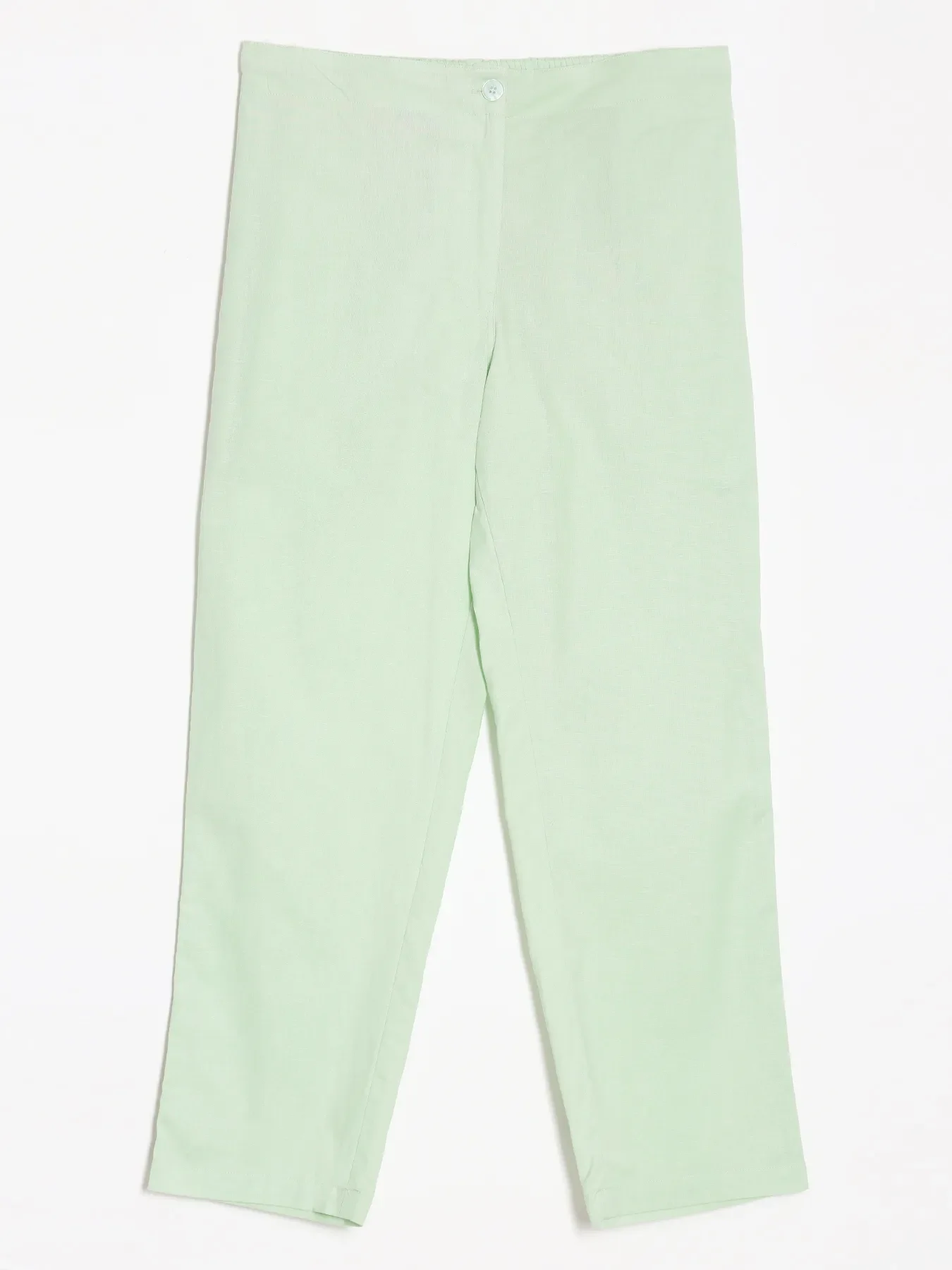 Women Mint Green Airy Linen Straight Pants - Image 14