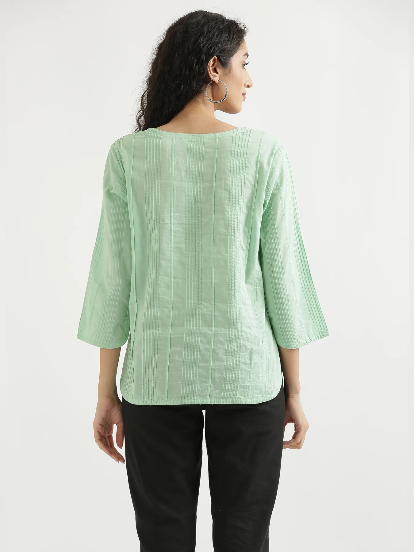 Women Mint Green Everyday Cotton Top - Image 4