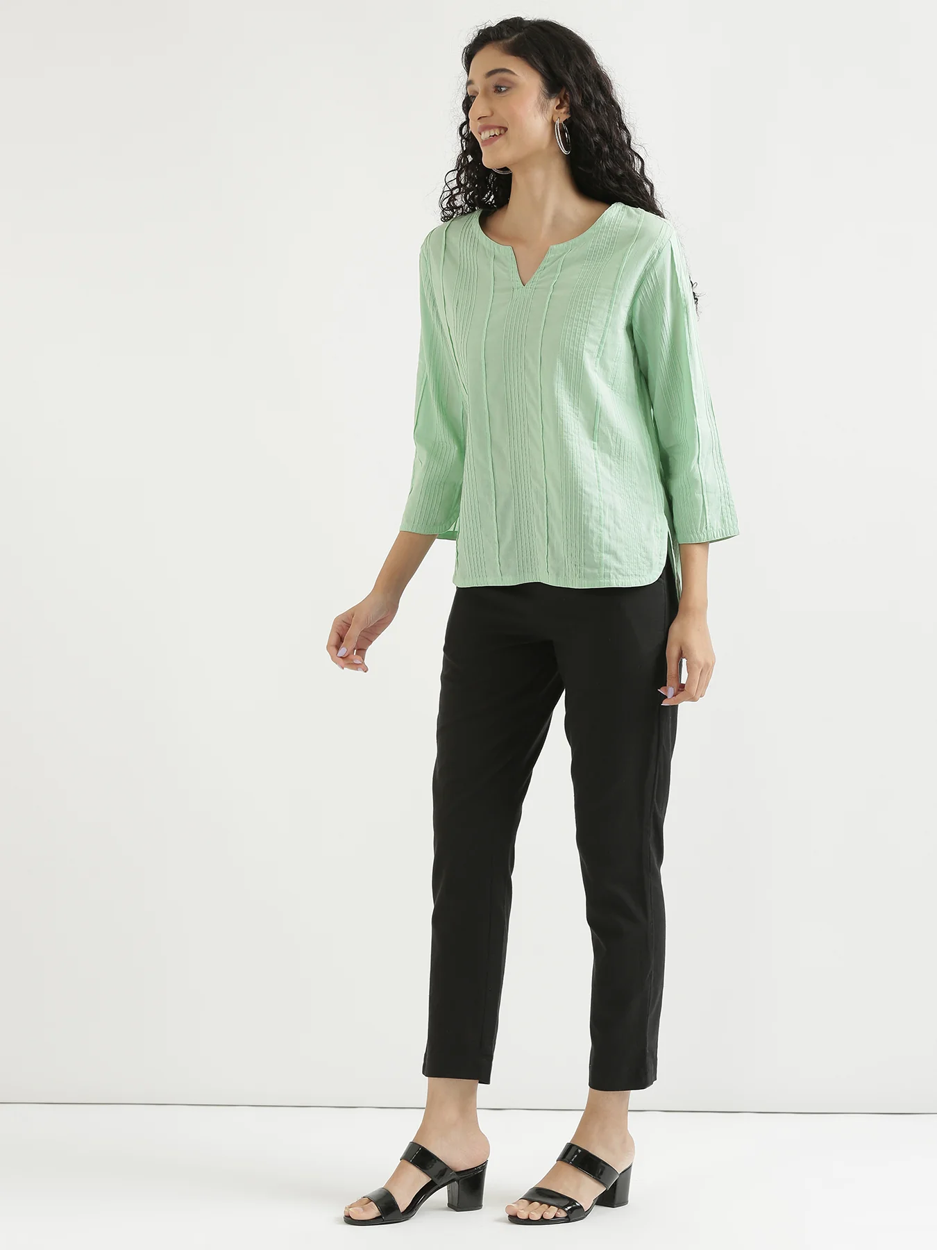 Women Mint Green Everyday Cotton Top - Image 5