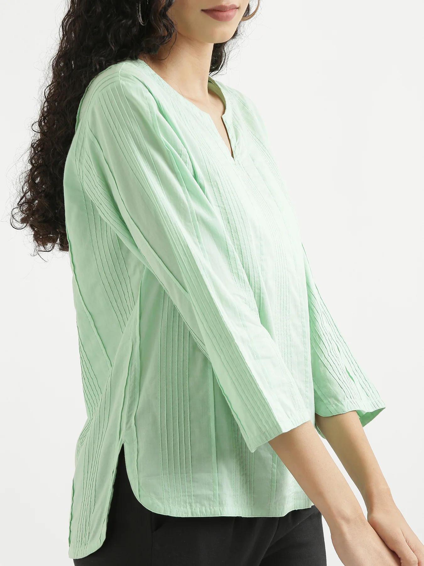 Women Mint Green Everyday Cotton Top - Image 8