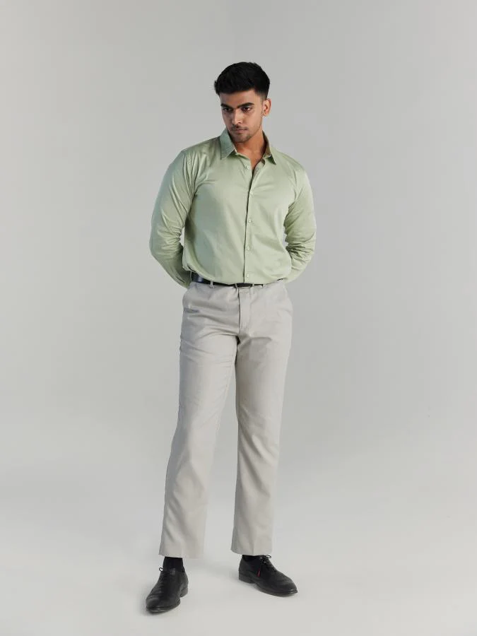 Men Mint Green Formal Shirt - Image 3