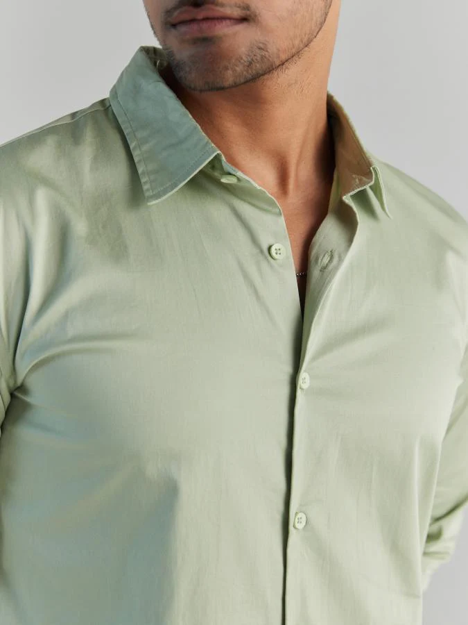 Men Mint Green Formal Shirt - Image 4