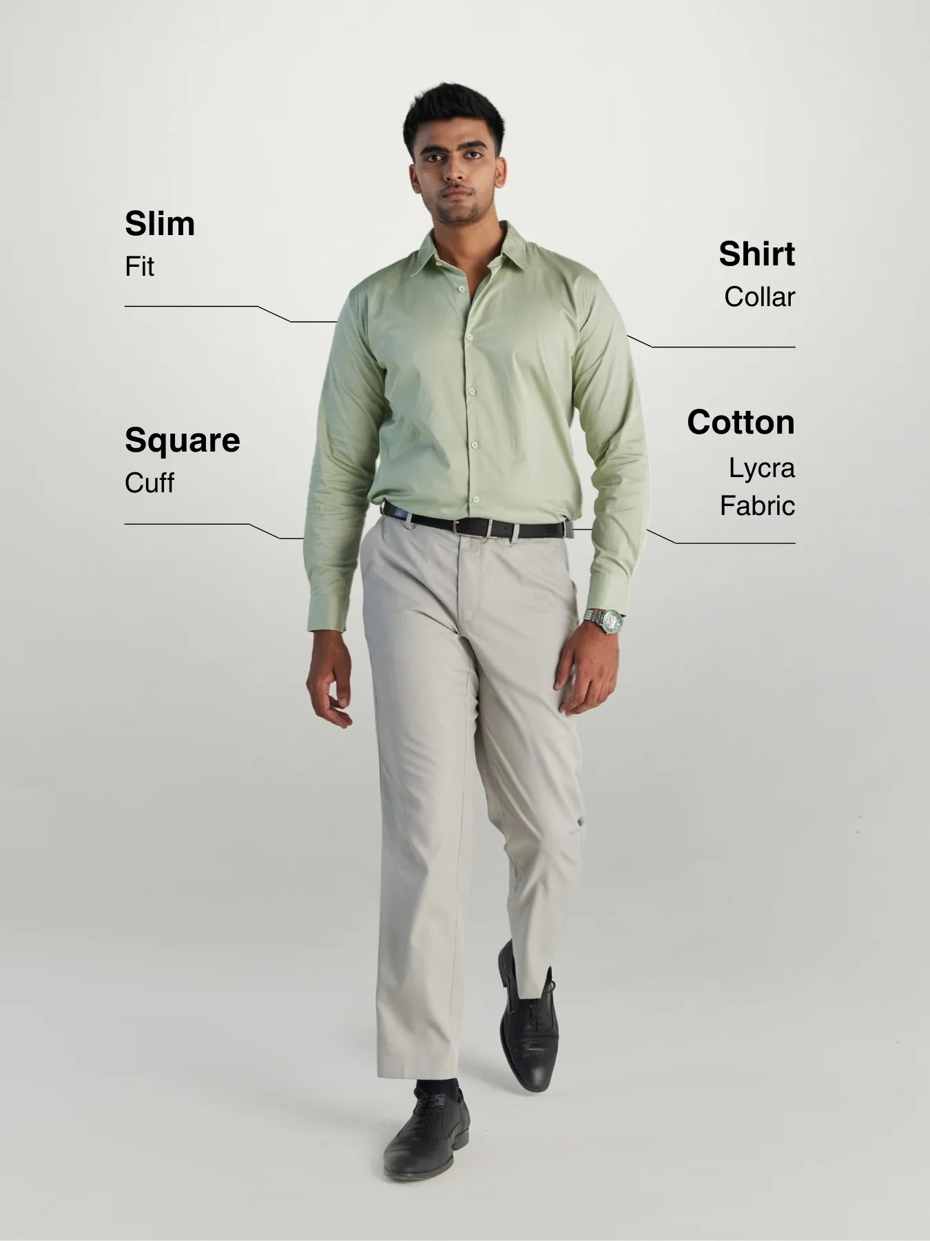 Men Mint Green Formal Shirt - Image 7