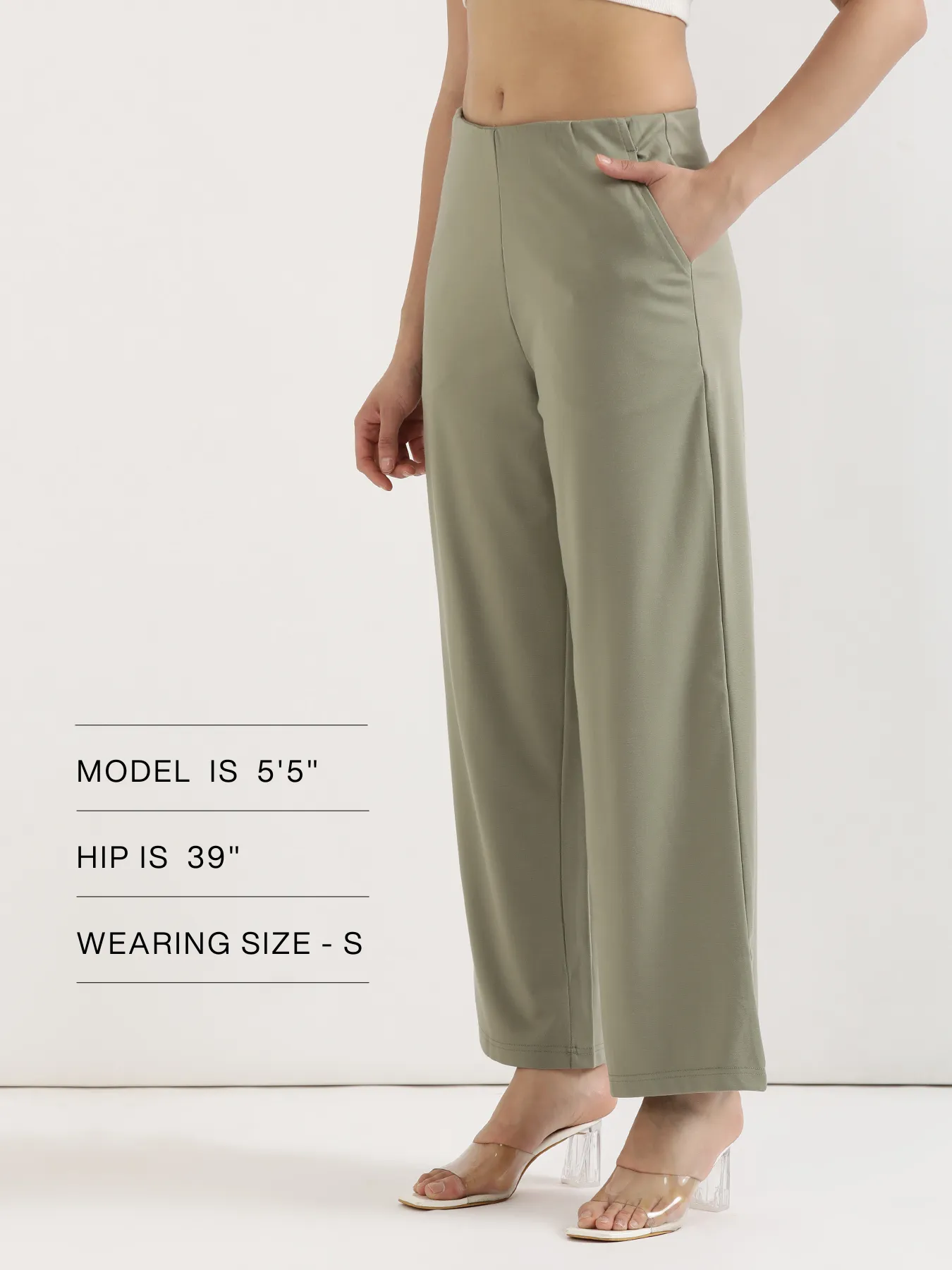 Women Mint Green Wide Leg Pants - Image 12