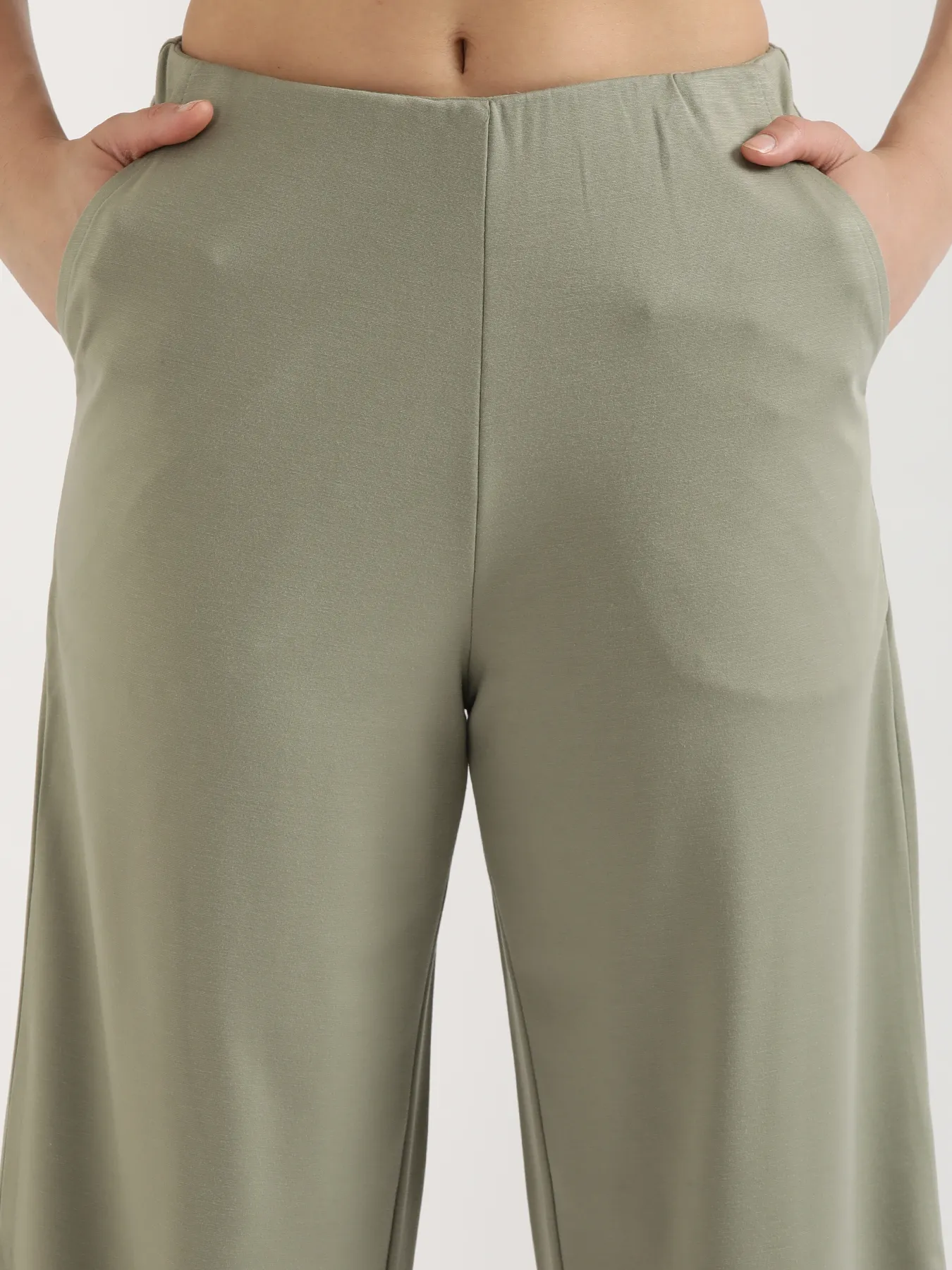 Women Mint Green Wide Leg Pants - Image 4