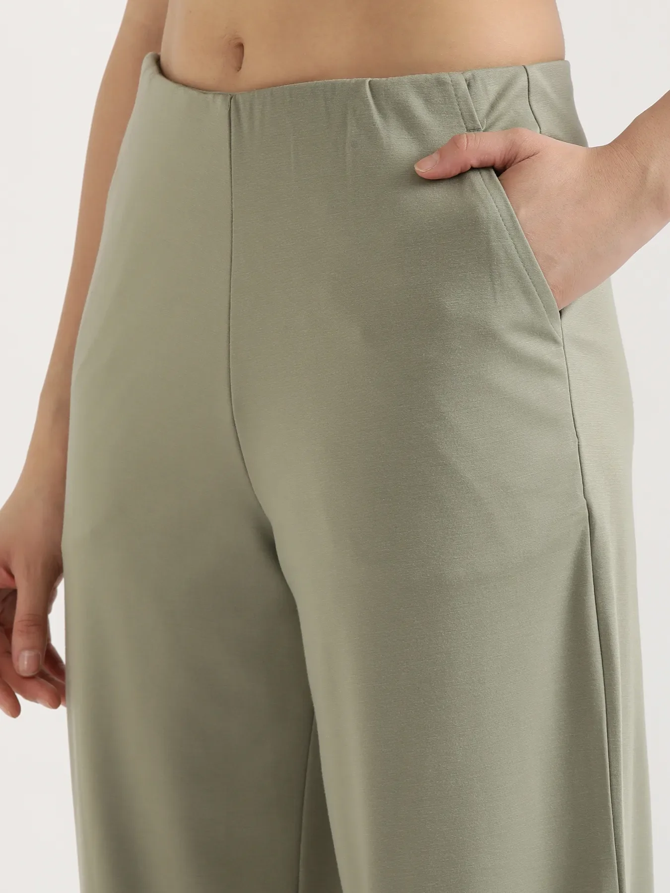 Women Mint Green Wide Leg Pants - Image 5