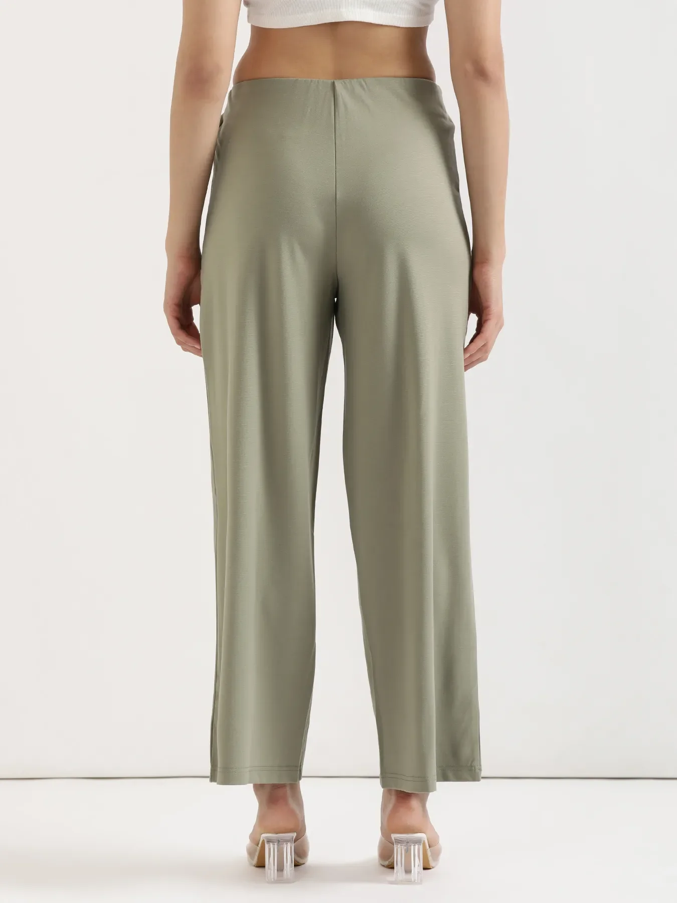 Women Mint Green Wide Leg Pants - Image 7