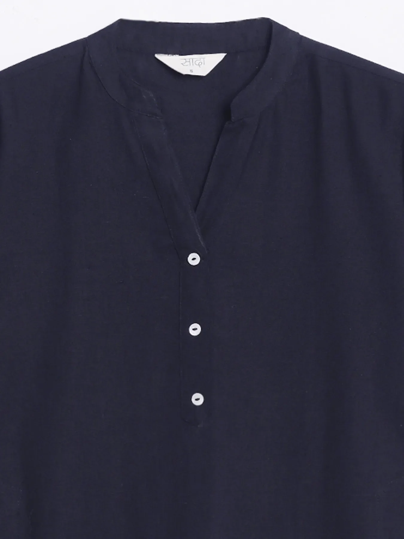 Women Navy Blue Airy Linen Long Kurta - Image 14